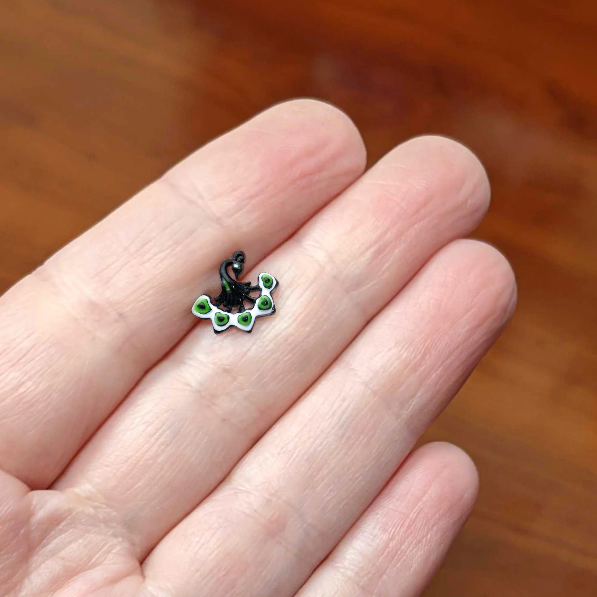 16G 1/4 Black Green Perfect Peacock Cartilage Tragus Earring - Image 5