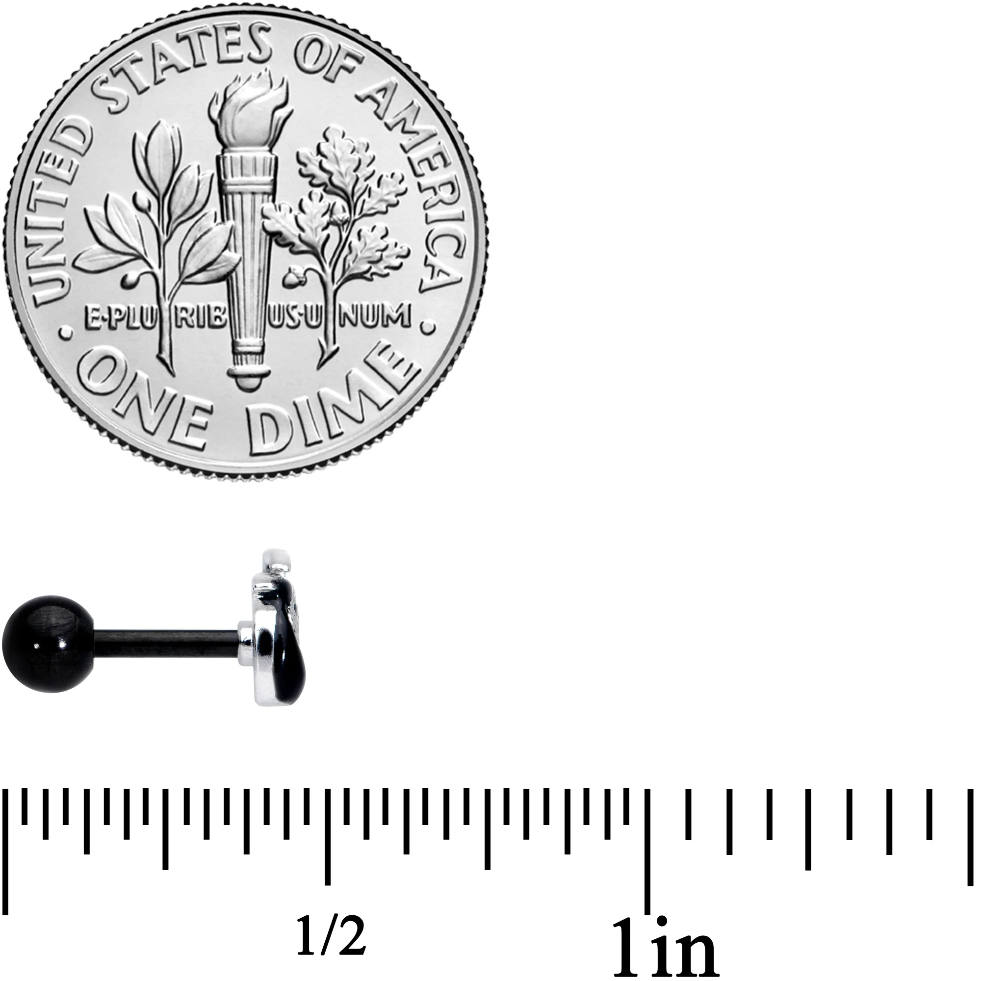 16G 1/4 Black Grim Reaper Halloween Cartilage Tragus - Image 4