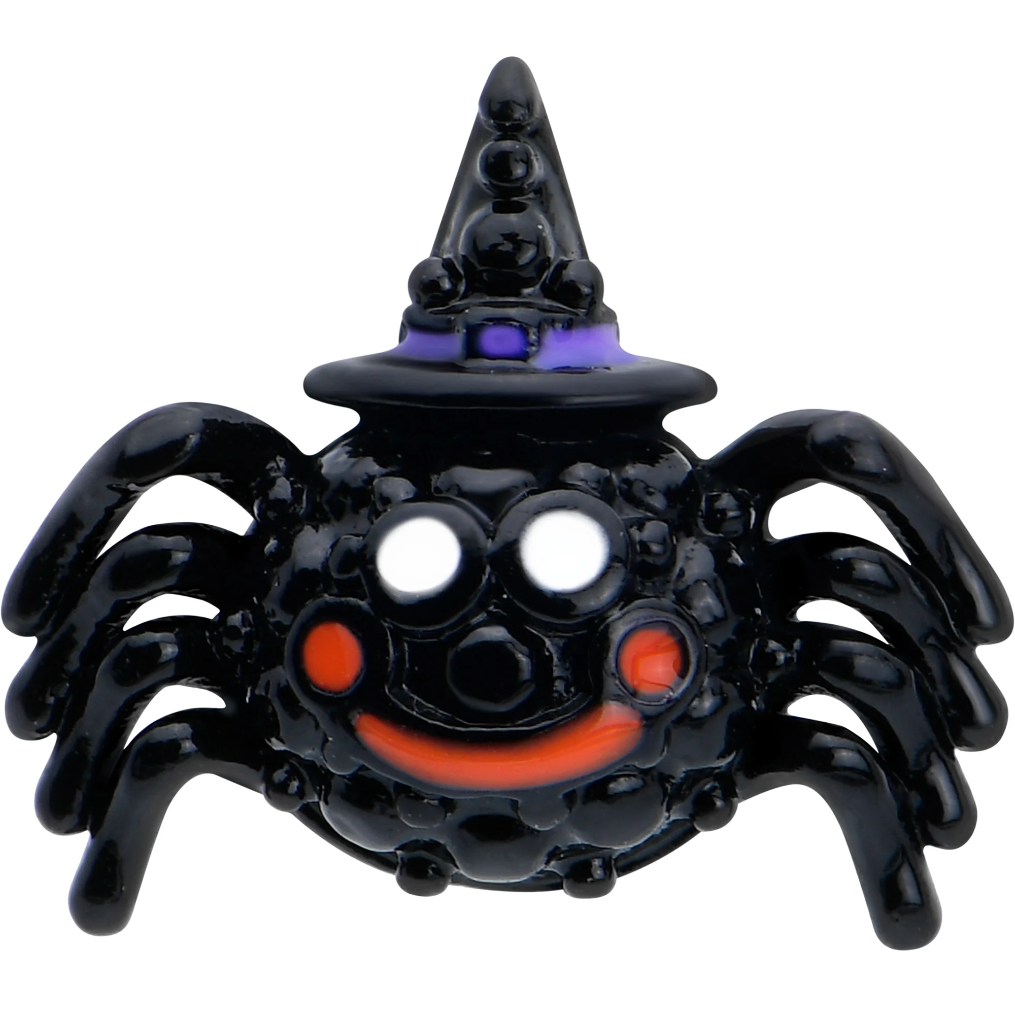 16G 1/4 Black Halloween Witchy Smiling Spider Cartilage Earring - Image 2