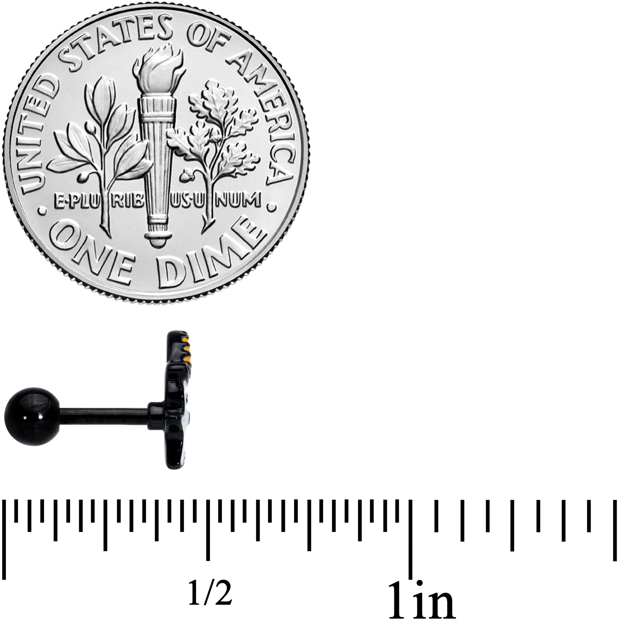 16G 1/4 Black Hat Sad Ghost Halloween Cartilage Tragus Set of 3 - Image 5