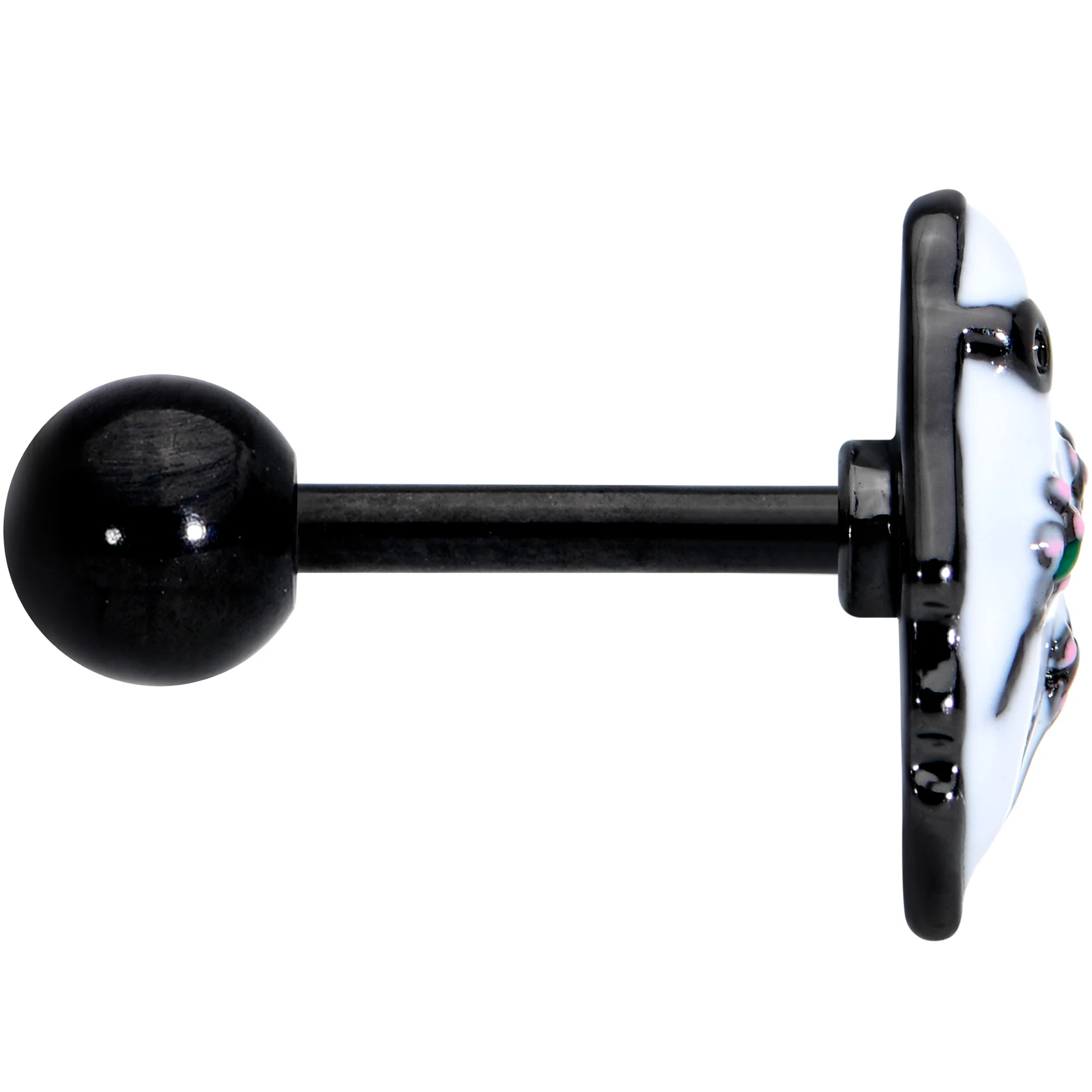 16G 1/4 Black Hipster Ghost Halloween Tragus Cartilage Earring - Image 3