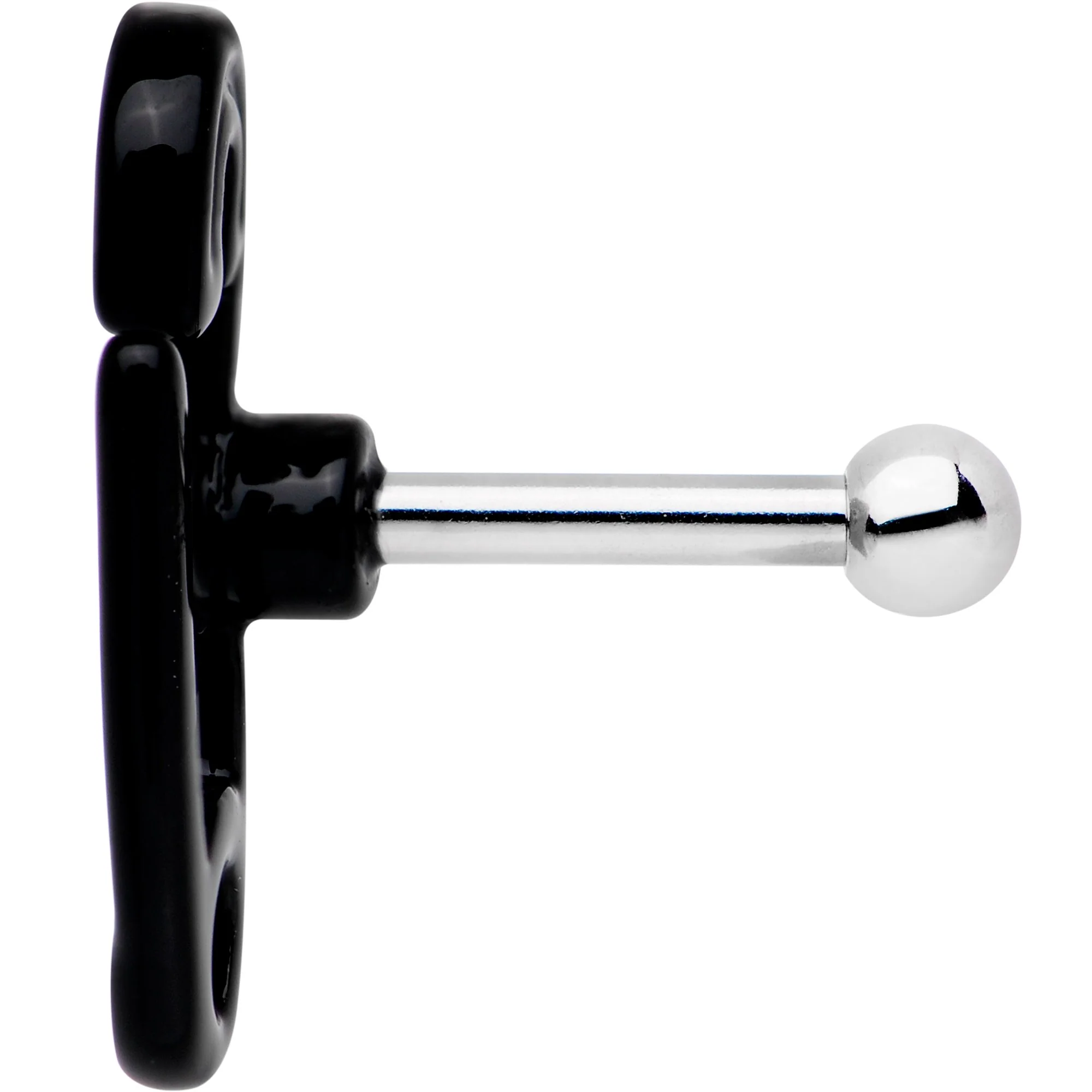 16G 1/4 Black PVD Open Safety Pin Tragus Cartilage Earring - Image 3