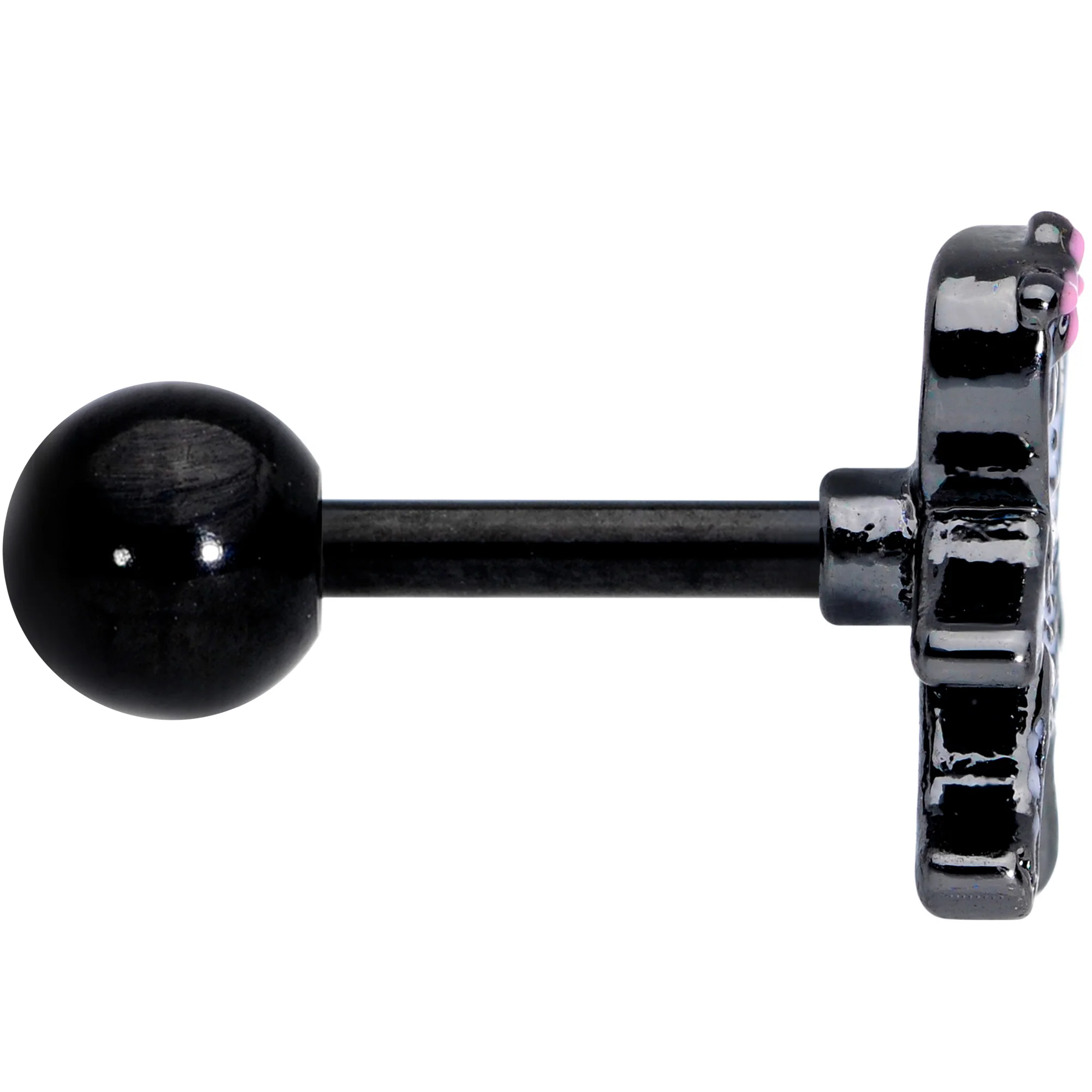 16G 1/4 Black PVD Skeleton Girl Halloween Cartilage Tragus - Image 3