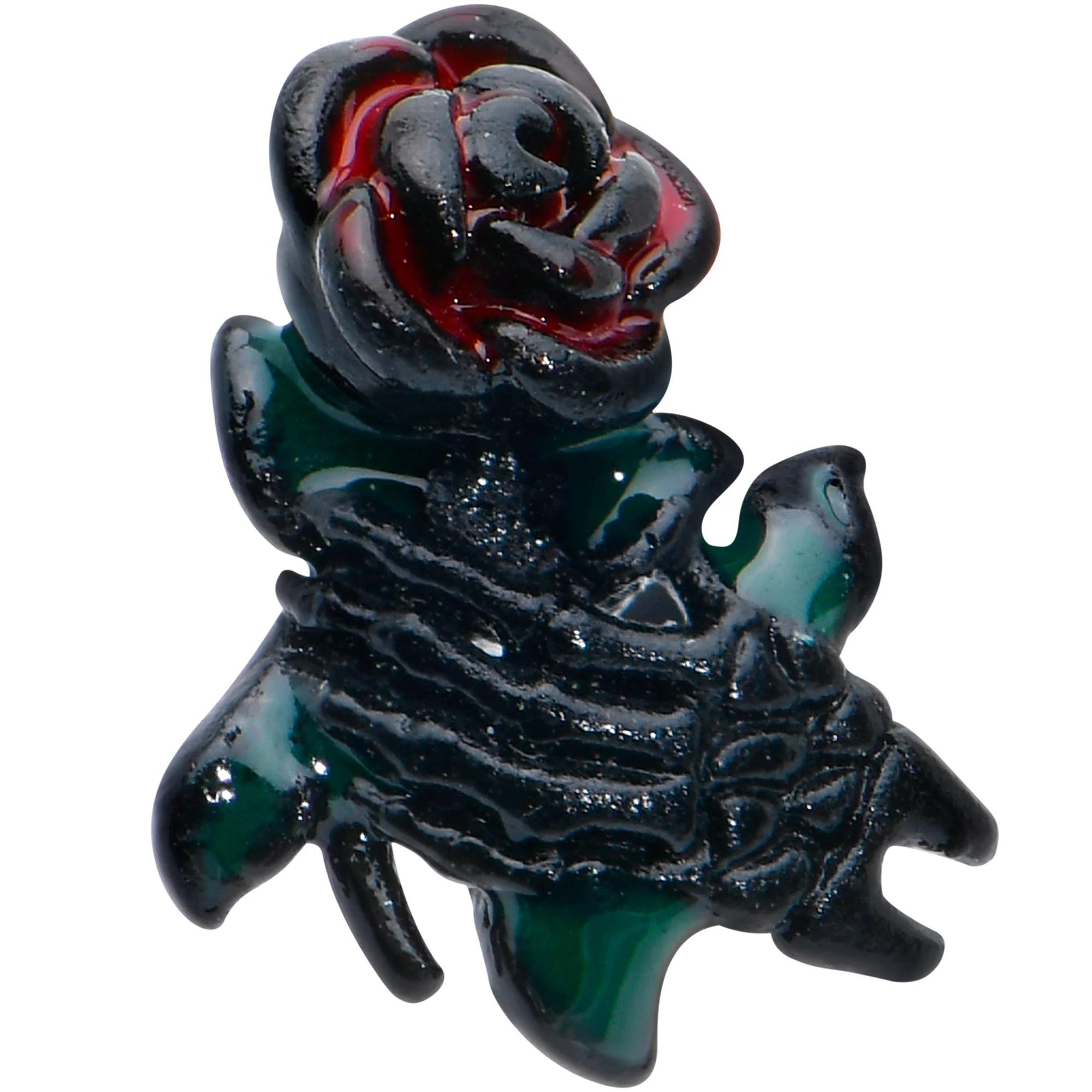 16G 1/4 Black Skeleton Flower Halloween Cartilage Tragus Earring - Image 2
