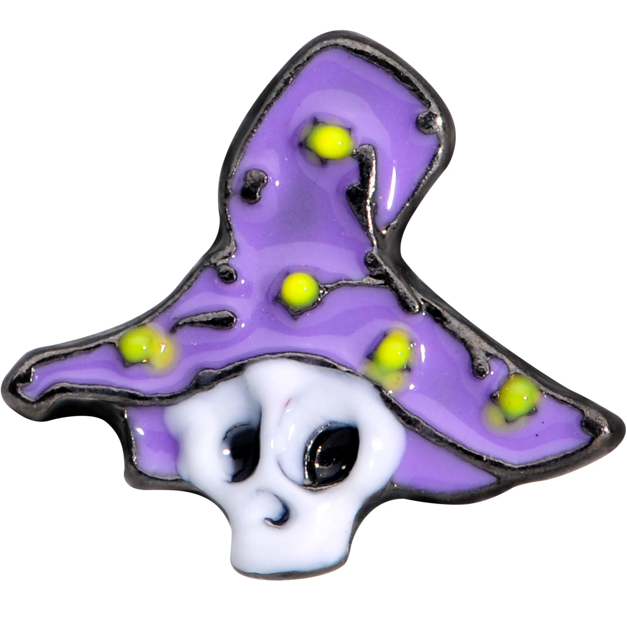 16G 1/4 Black Skull Purple Witch Hat Halloween Cartilage Tragus - Image 2