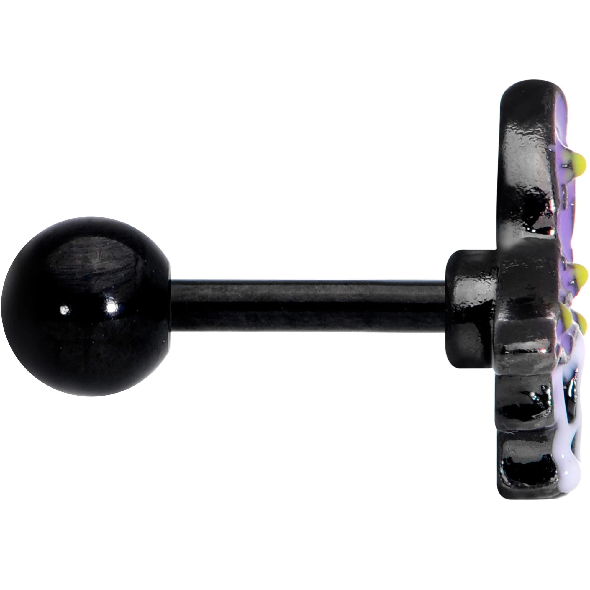 16G 1/4 Black Skull Purple Witch Hat Halloween Cartilage Tragus - Image 3