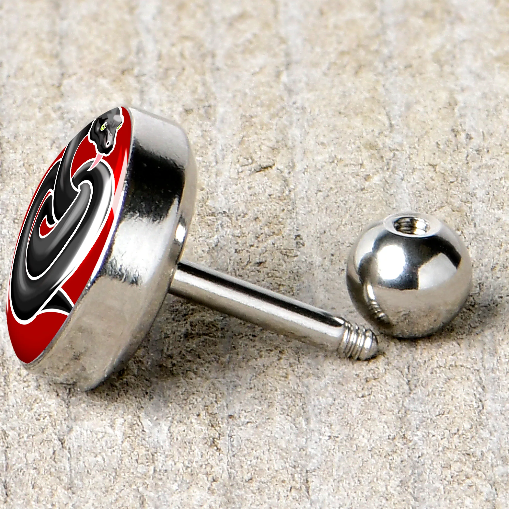 16G 1/4 Black Snake Cartilage Tragus Earring by Onyx O - Image 5