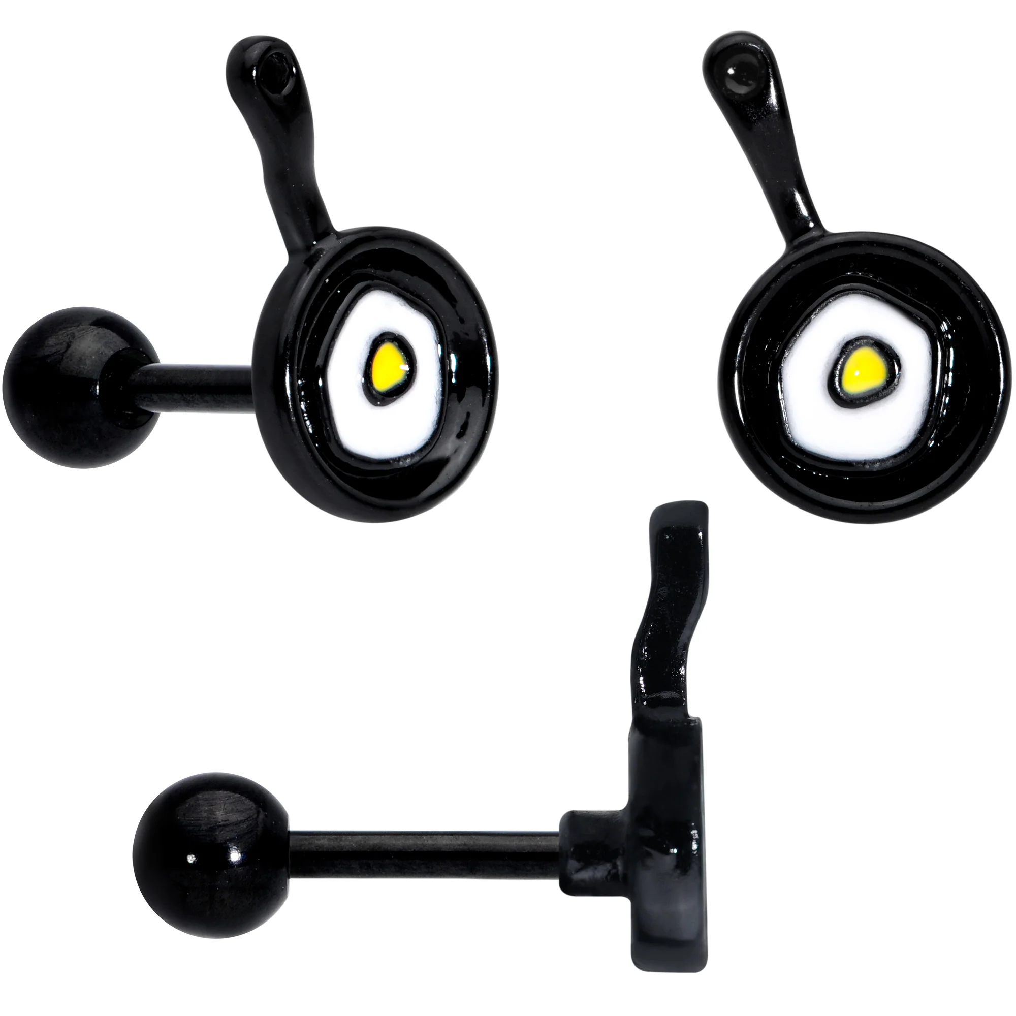16G 1/4 Black Spatula Kitchen Cooking Cartilage Earring Set of 2 - Image 2