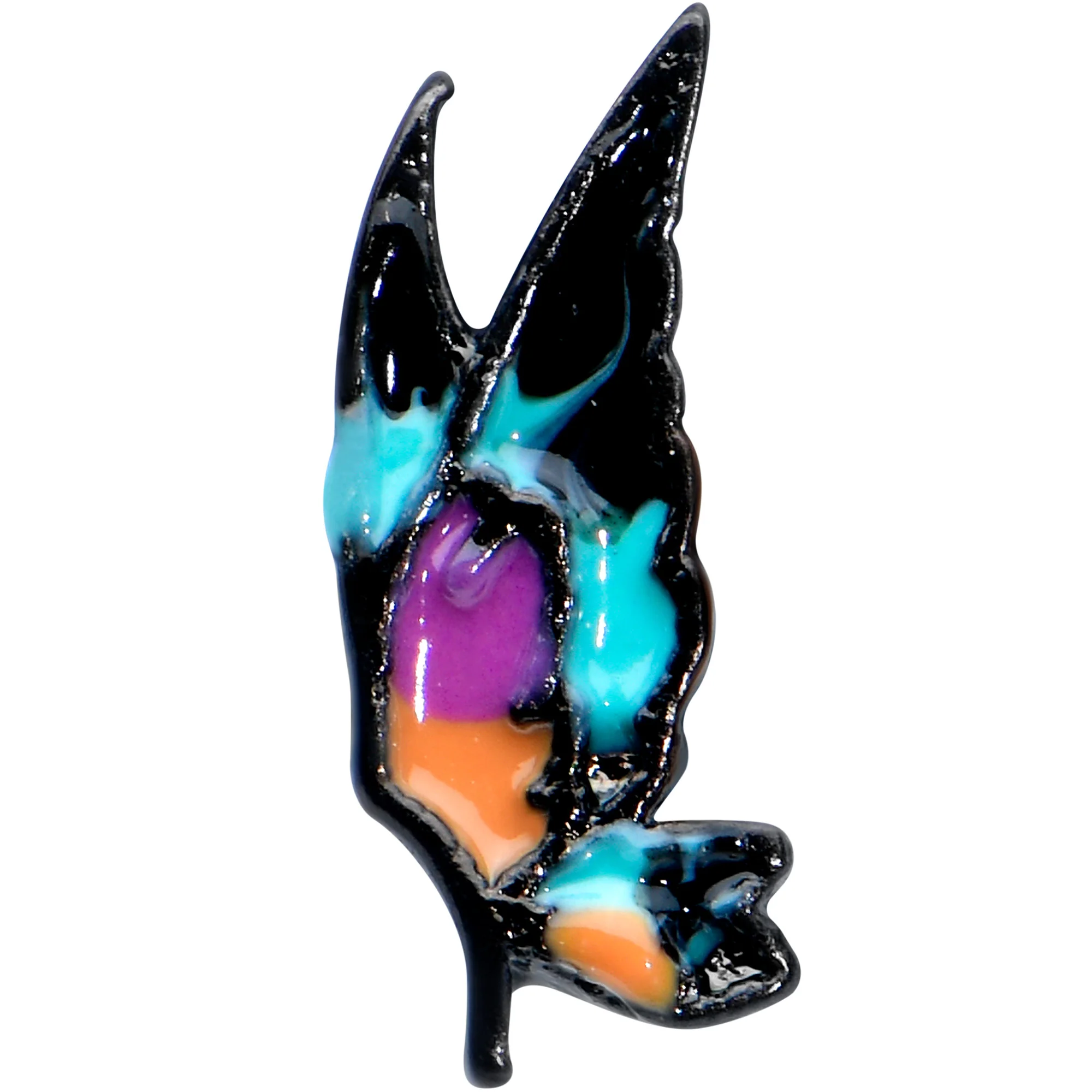 16G 1/4 Black Sunset Side Butterfly Cartilage Tragus Earring - Image 2
