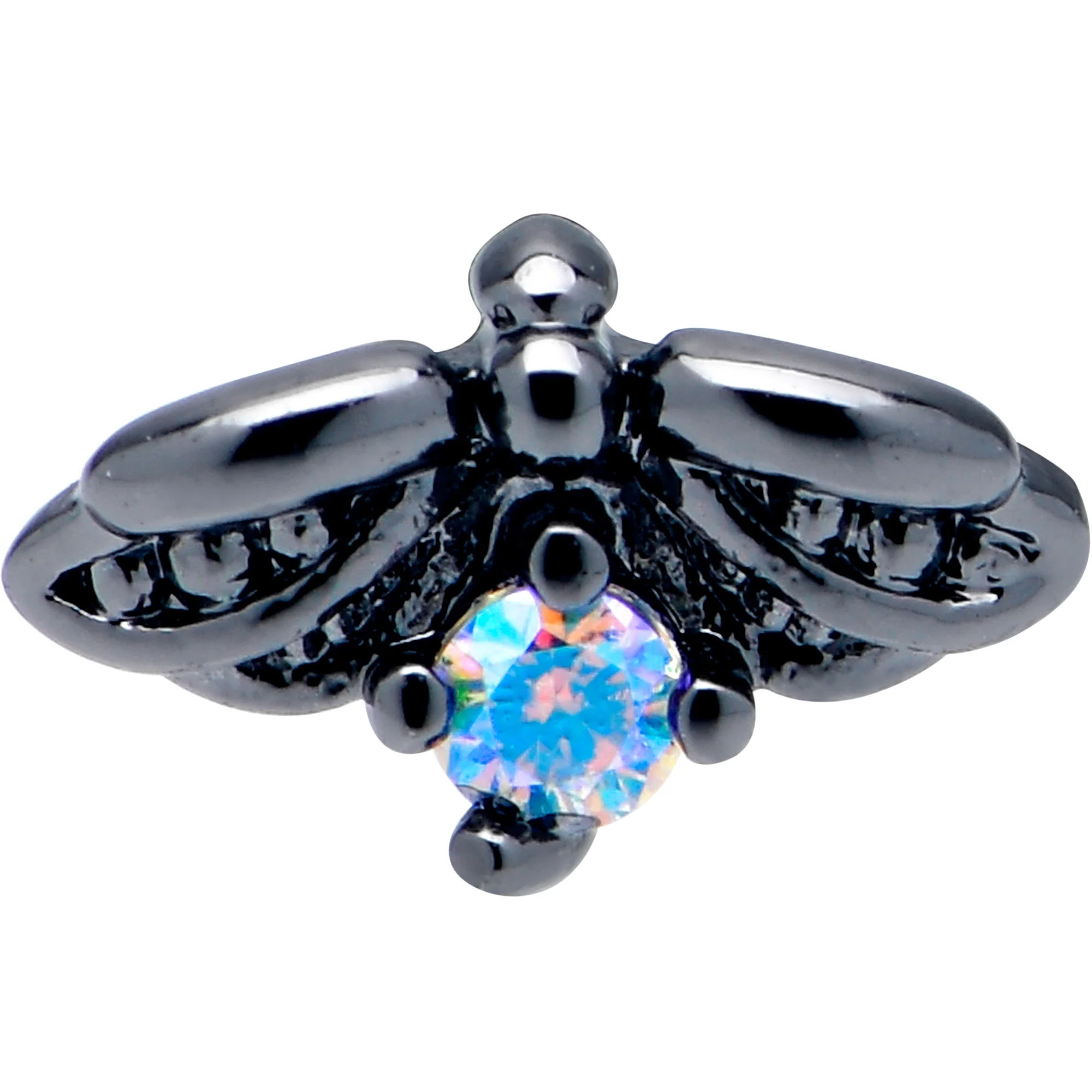 16G 1/4 Blue Gem Black Gothic Butterfly Cartilage Tragus Earring - Image 2