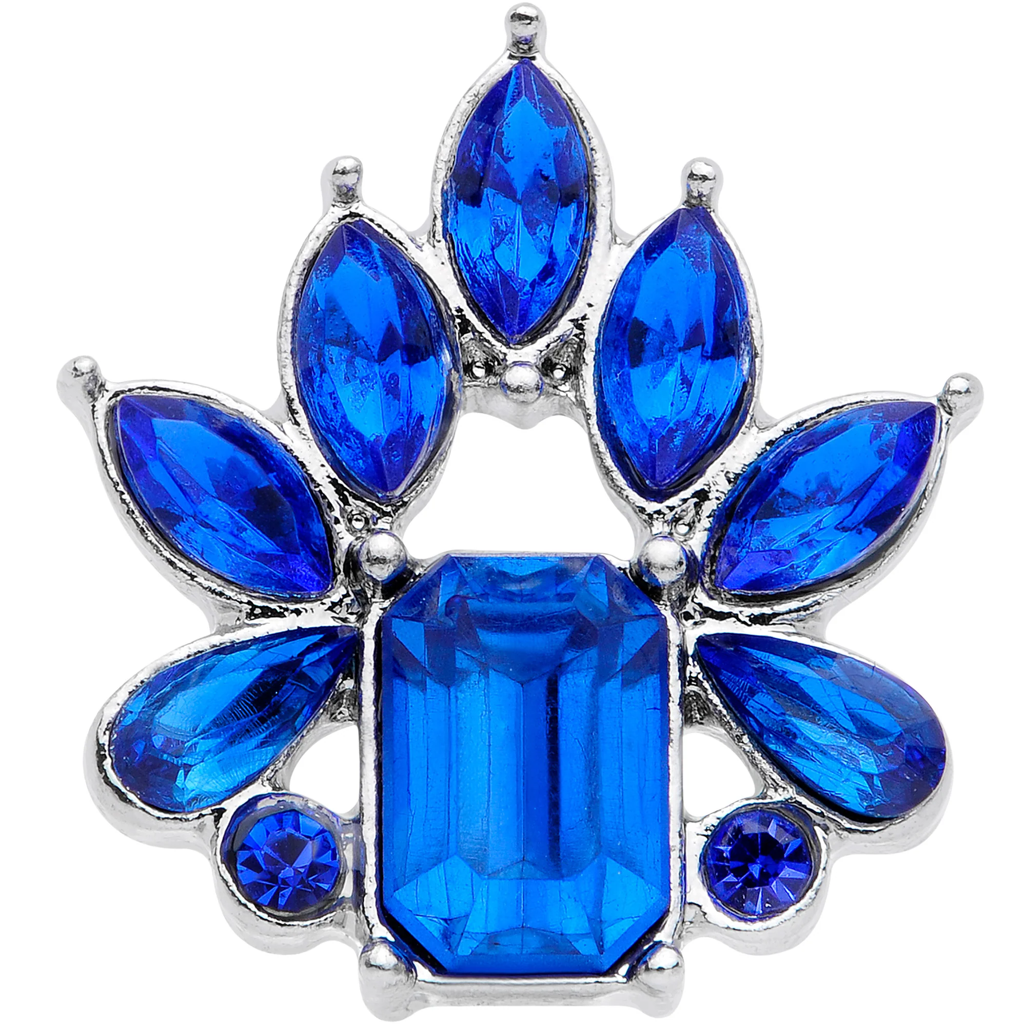 16G 1/4 BBlue Gem Flower Tiara Cartilage Tragus Earring - Image 2