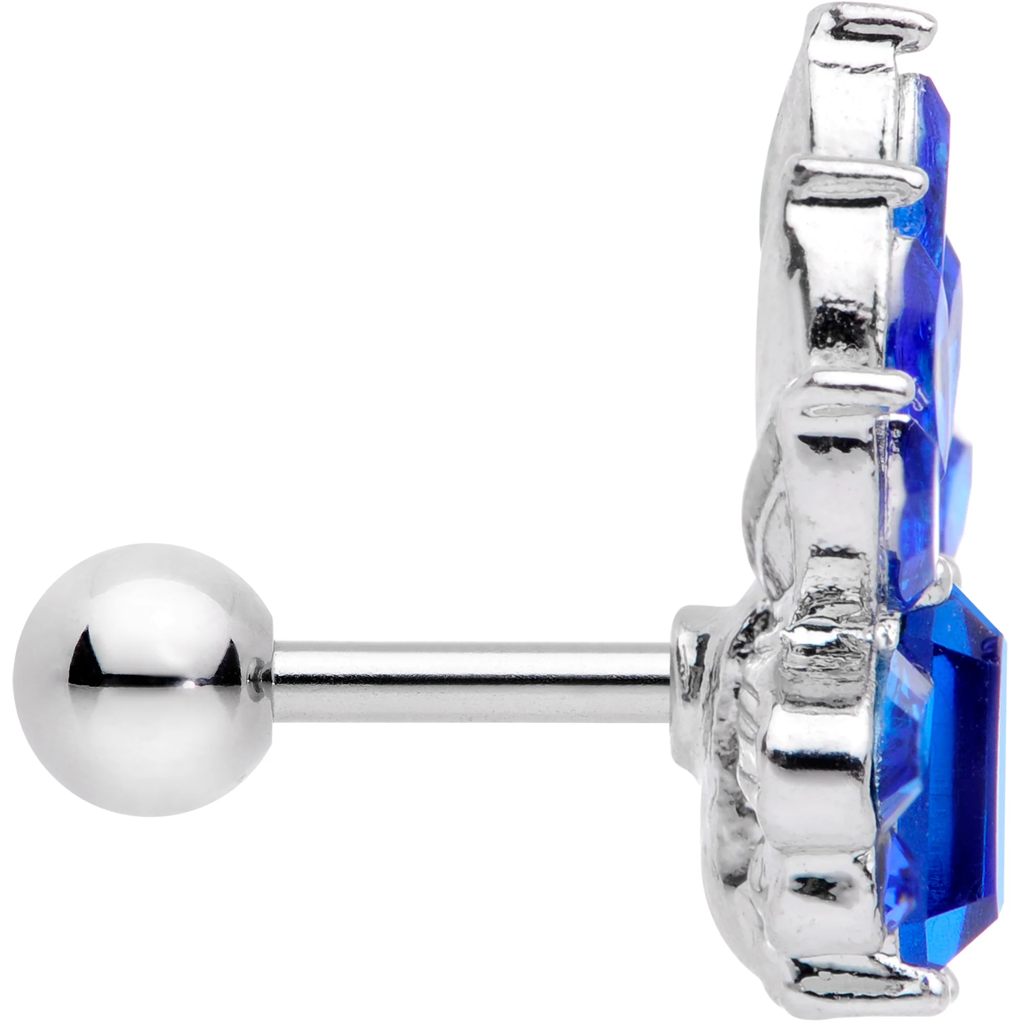 16G 1/4 BBlue Gem Flower Tiara Cartilage Tragus Earring - Image 3