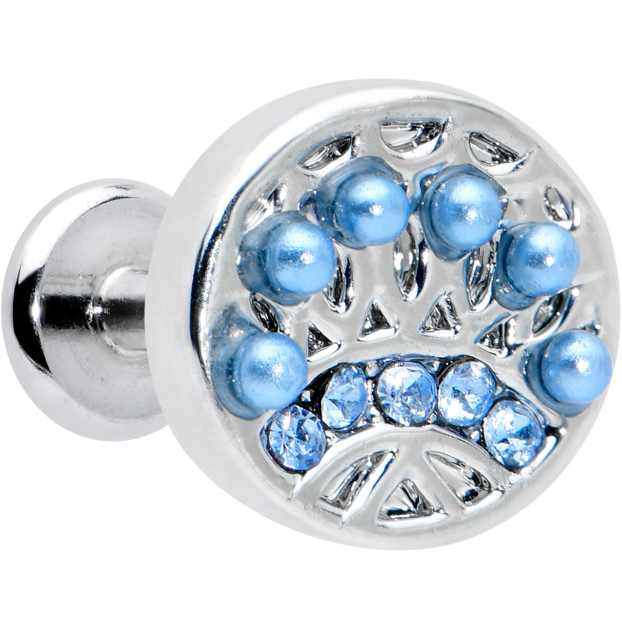 16G 1/4 Blue Gem Geometric Blues Pattern Labret Monroe Tragus