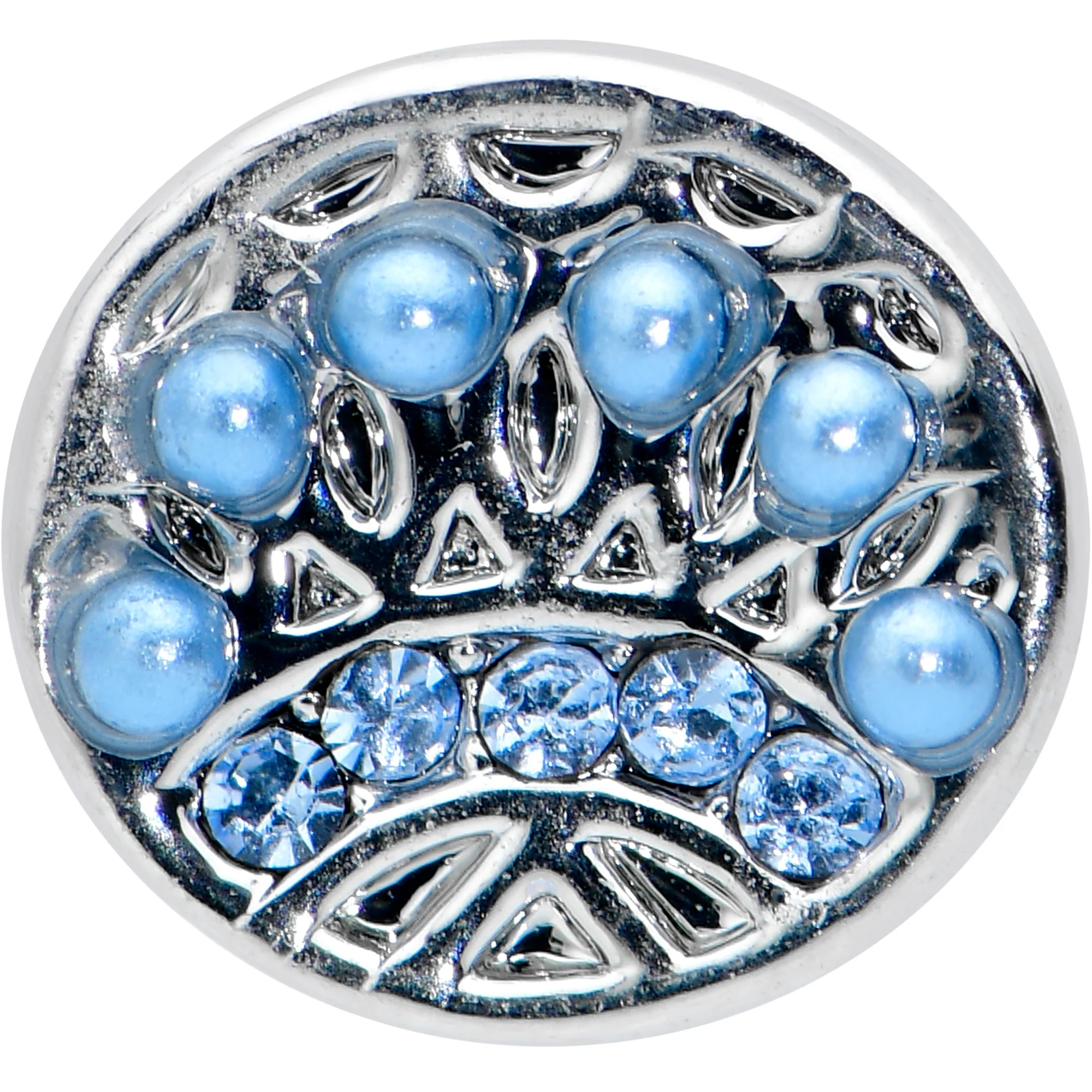 16G 1/4 Blue Gem Geometric Blues Pattern Labret Monroe Tragus - Image 2