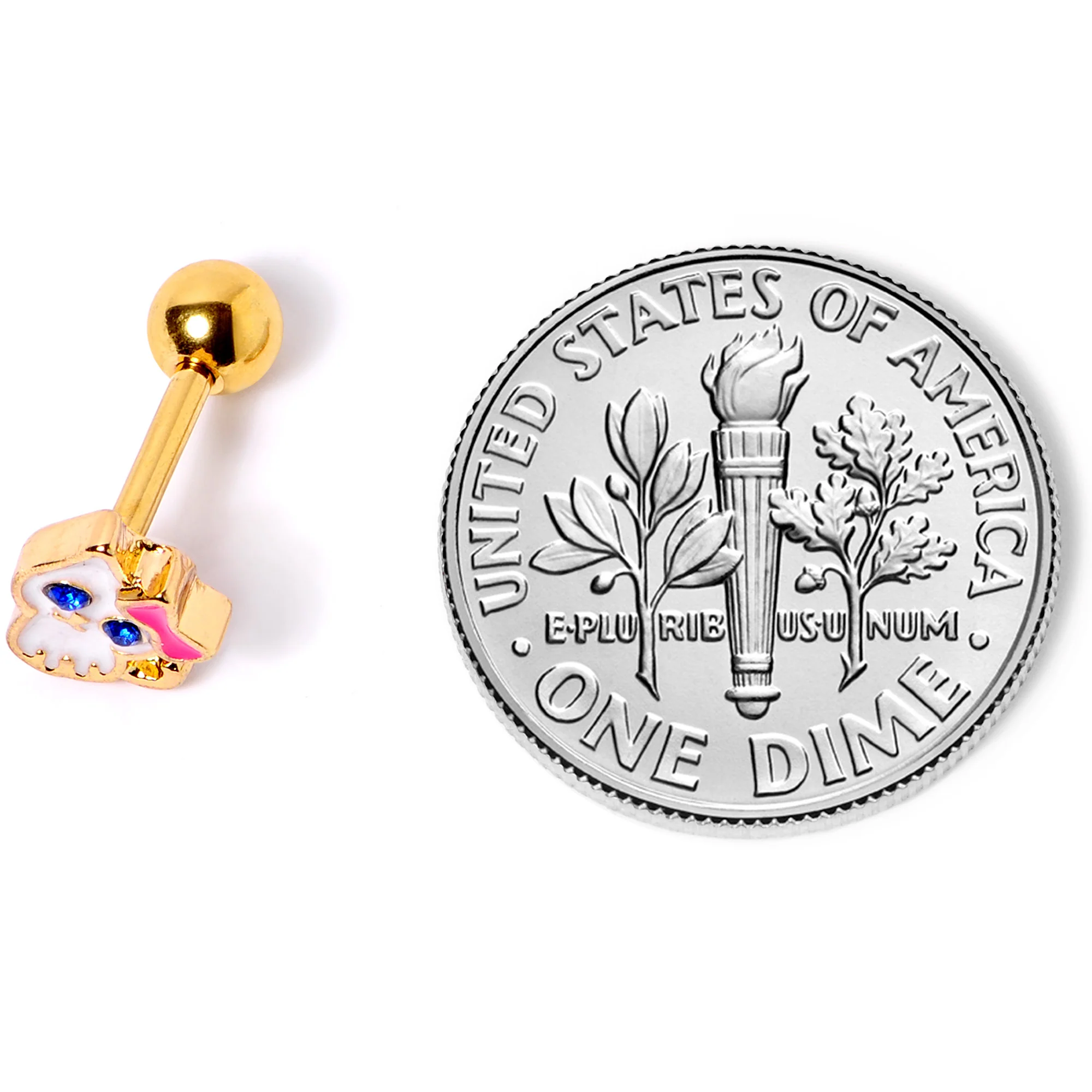 16G 1/4 Blue Gem Gold Tone Sweet Kitty Cat Cartilage Tragus - Image 6