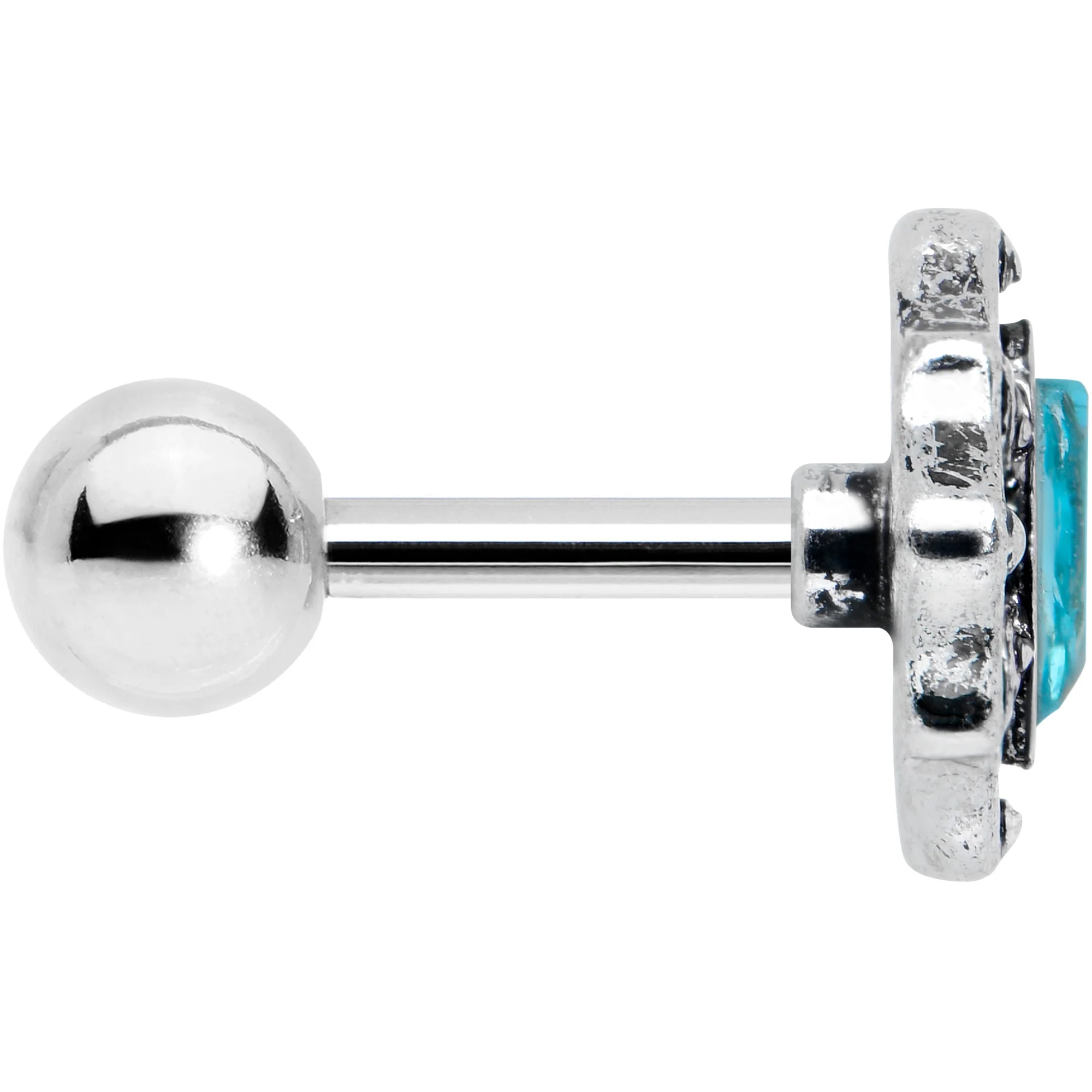 16G 1/4 Blue Gem Rhombus Retro Cartilage Tragus Earring - Image 3