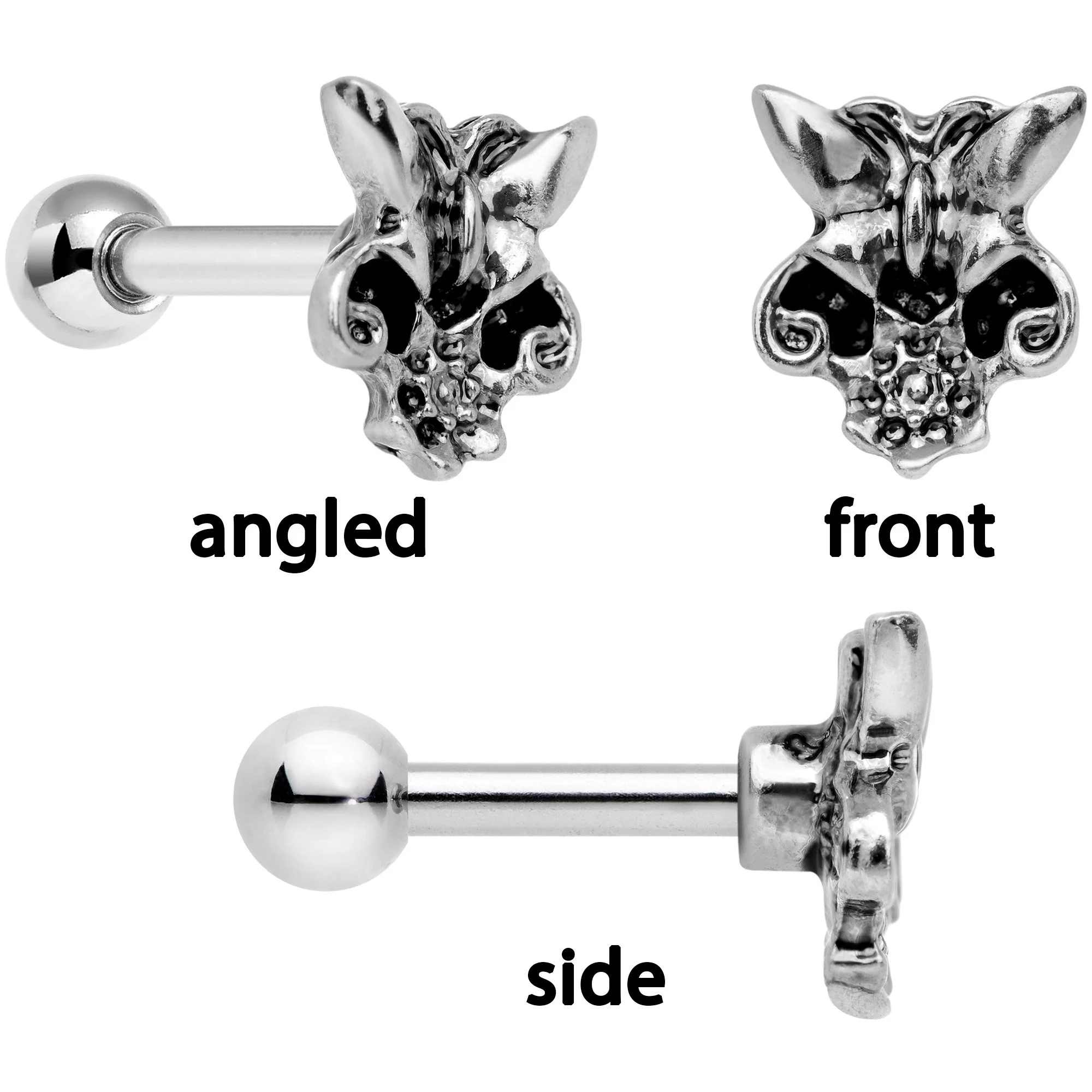 16G 1/4 Blue Gem Spring Black Cartilage Tragus Earring Set of 3 - Image 3