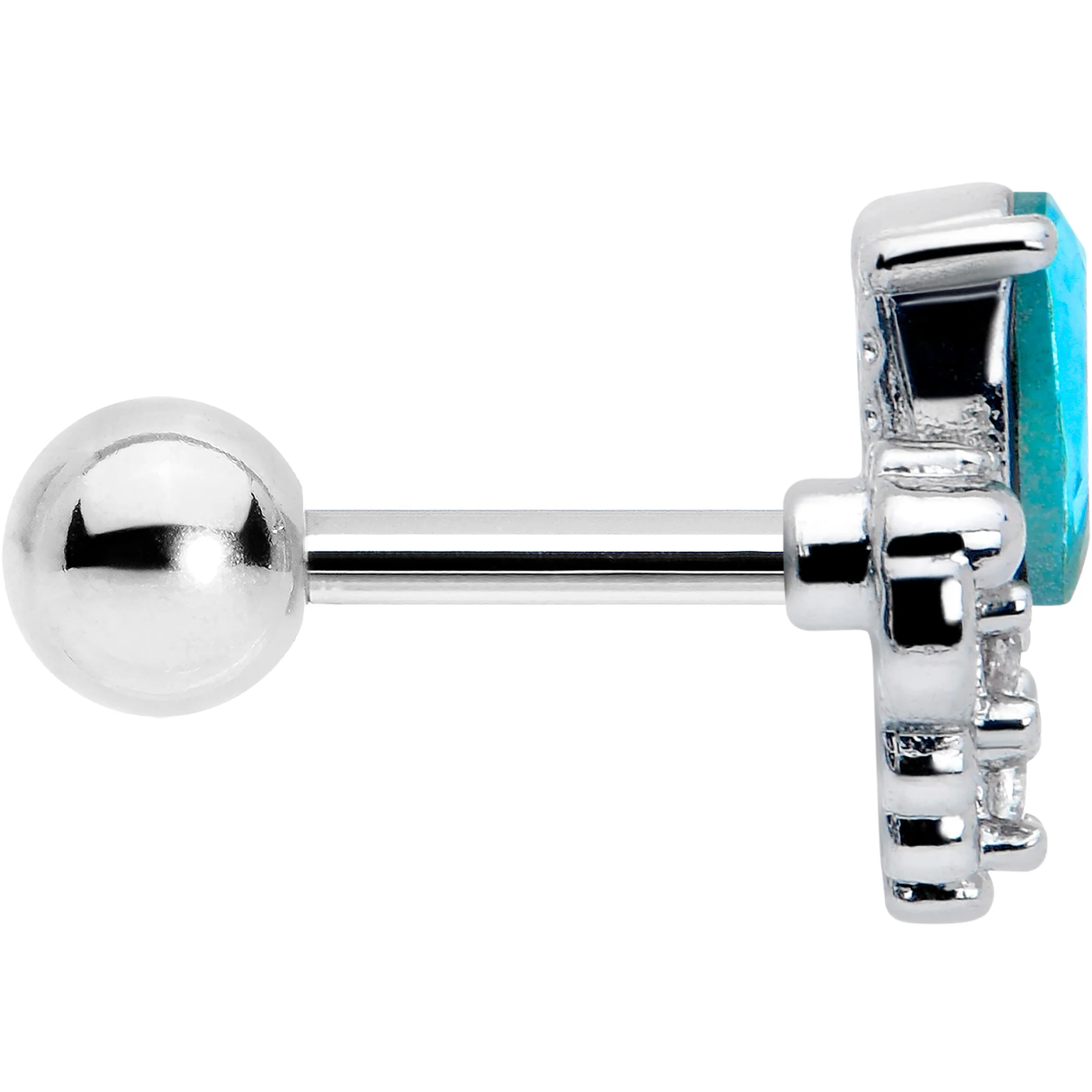 16G 1/4 Blue Gem Style Simplicity Cartilage Tragus Earring - Image 4