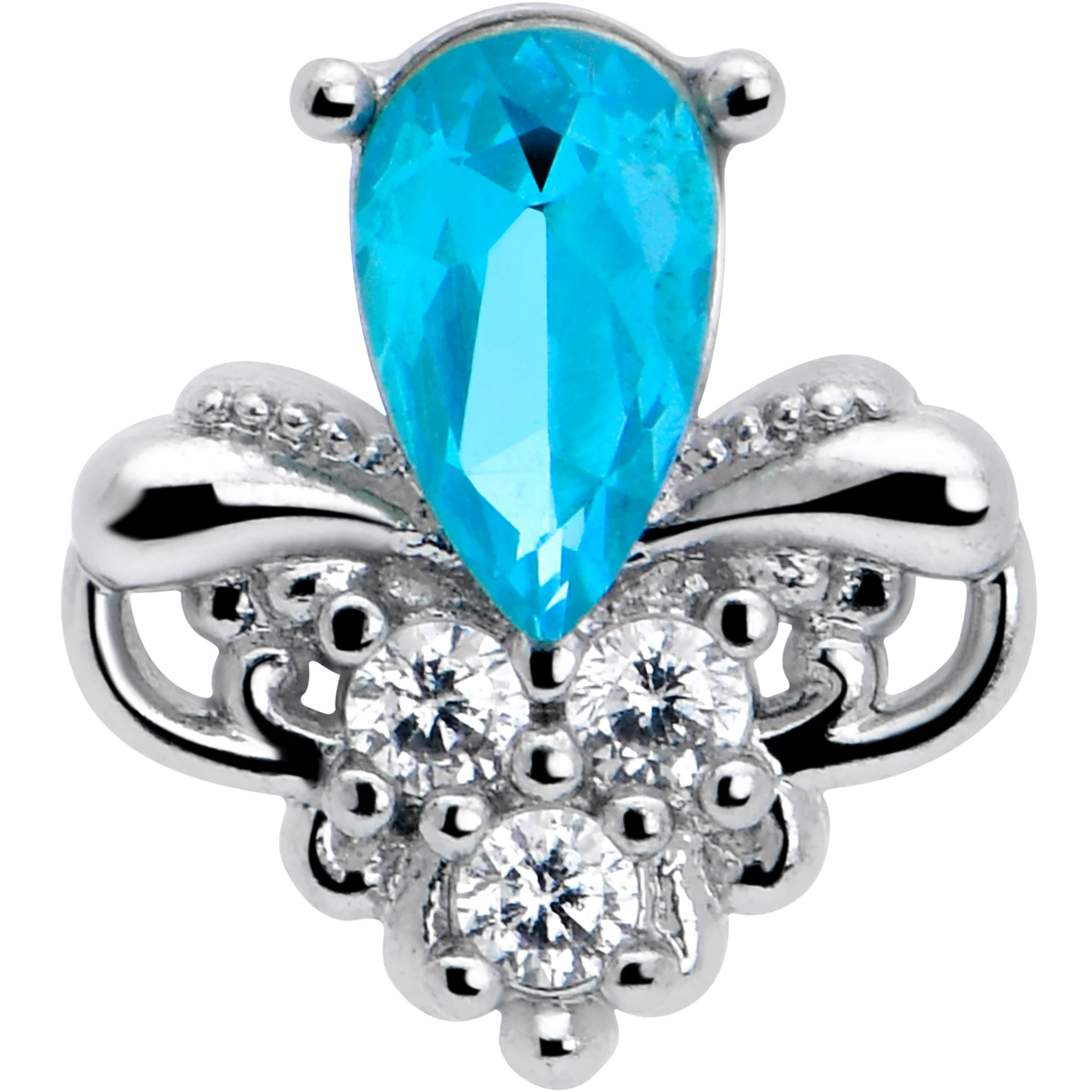 16G 1/4 Blue Gem Style Simplicity Labret Monroe Tragus - Image 3