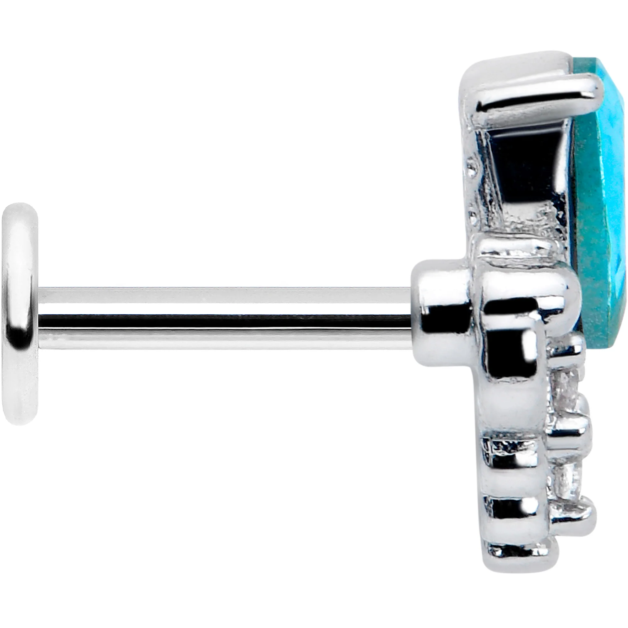 16G 1/4 Blue Gem Style Simplicity Labret Monroe Tragus - Image 4