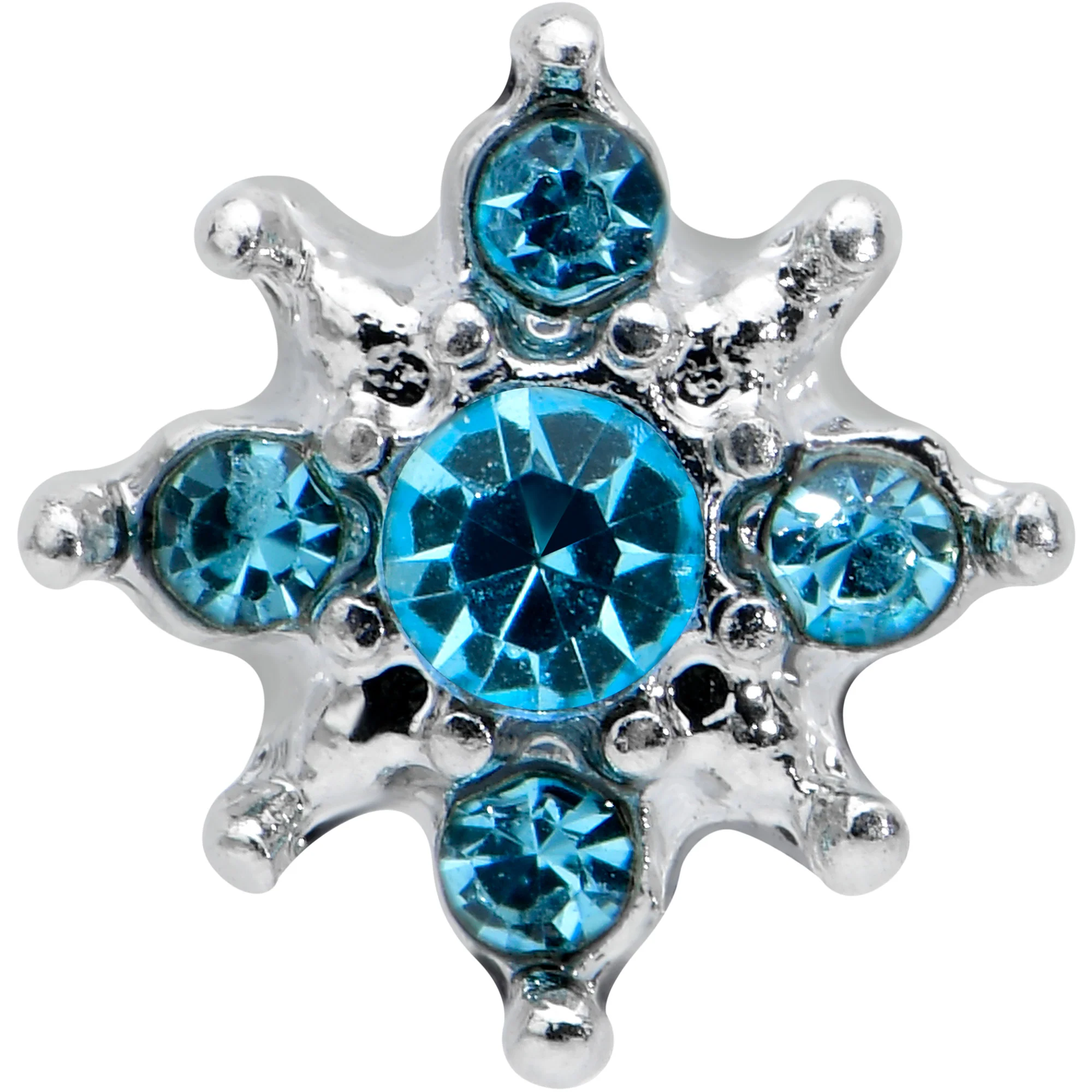 16G 1/4 Blue Gem Stylish Snowflake Cartilage Tragus Earring - Image 2