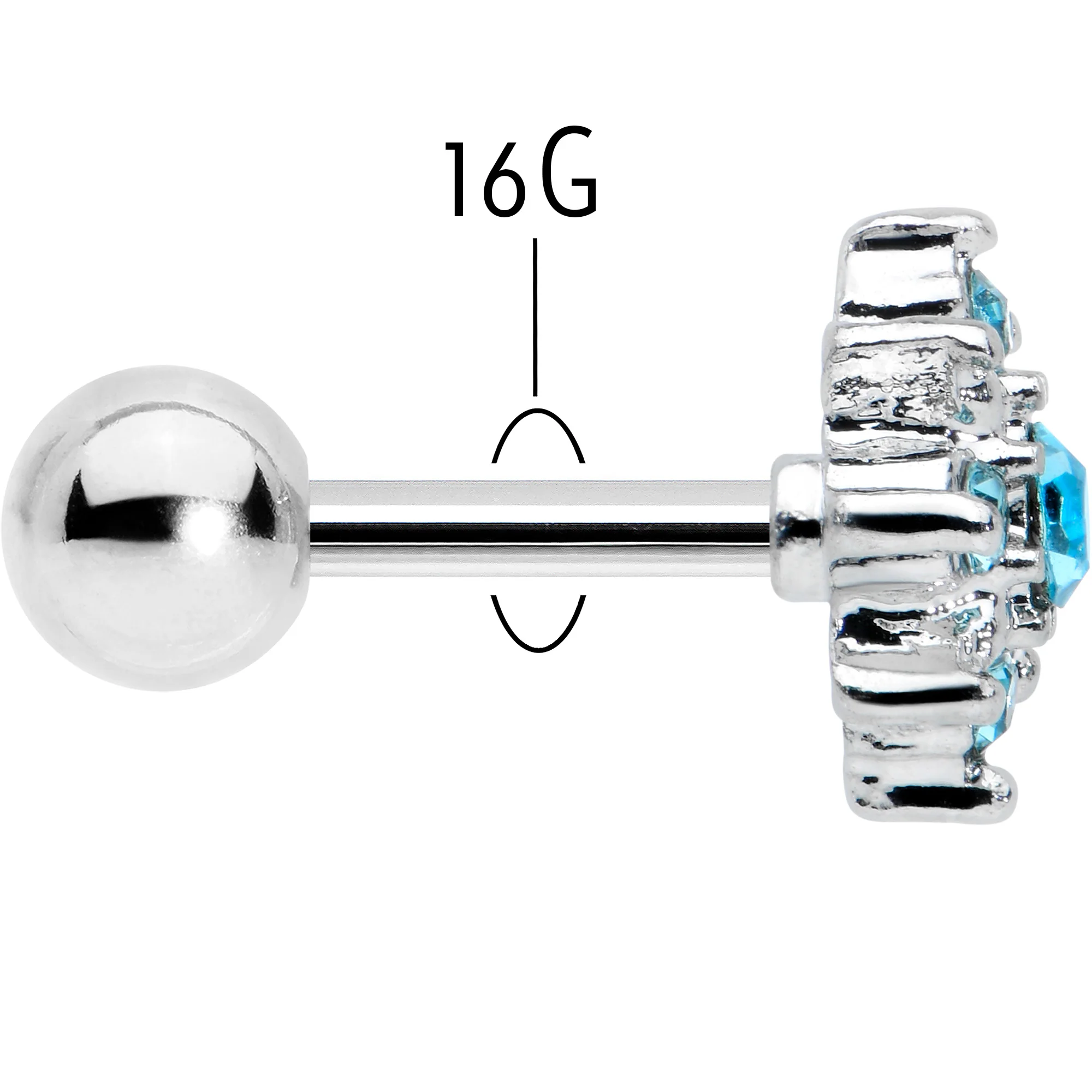 16G 1/4 Blue Gem Stylish Snowflake Cartilage Tragus Earring - Image 5