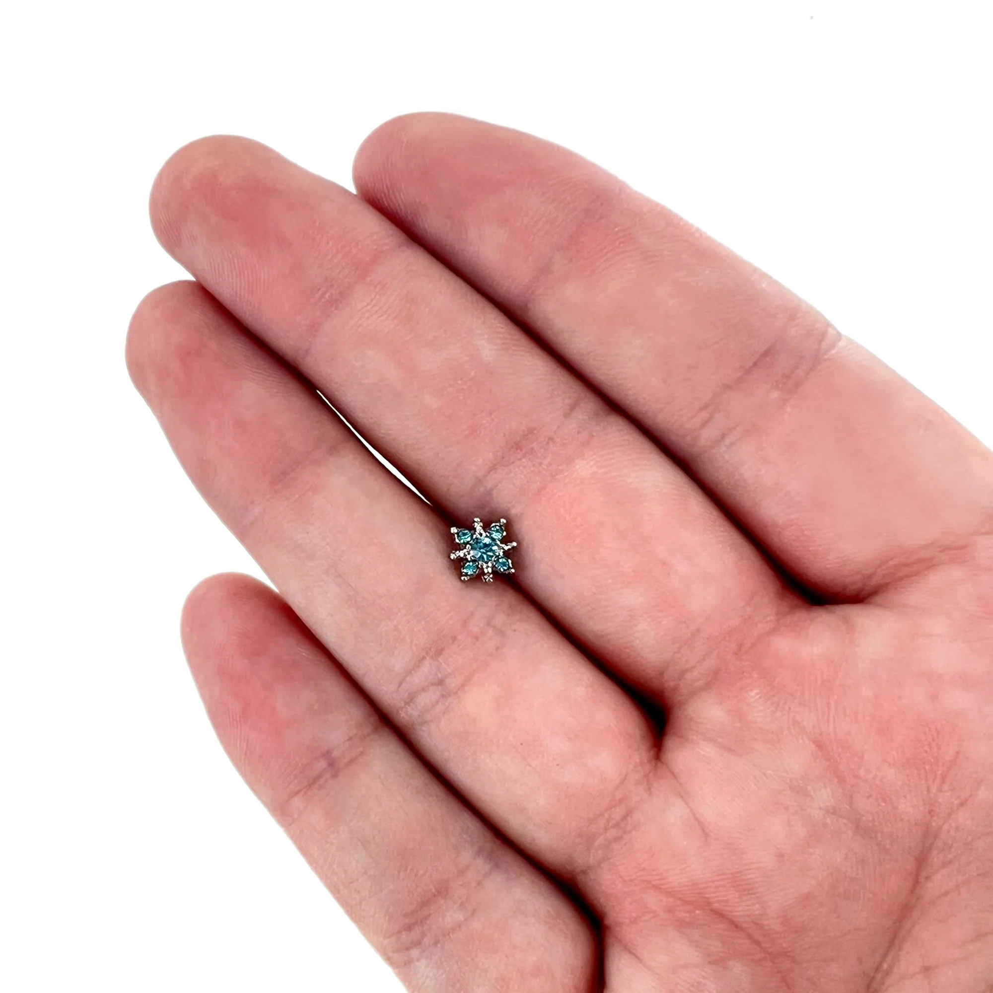 16G 1/4 Blue Gem Stylish Snowflake Cartilage Tragus Earring - Image 8