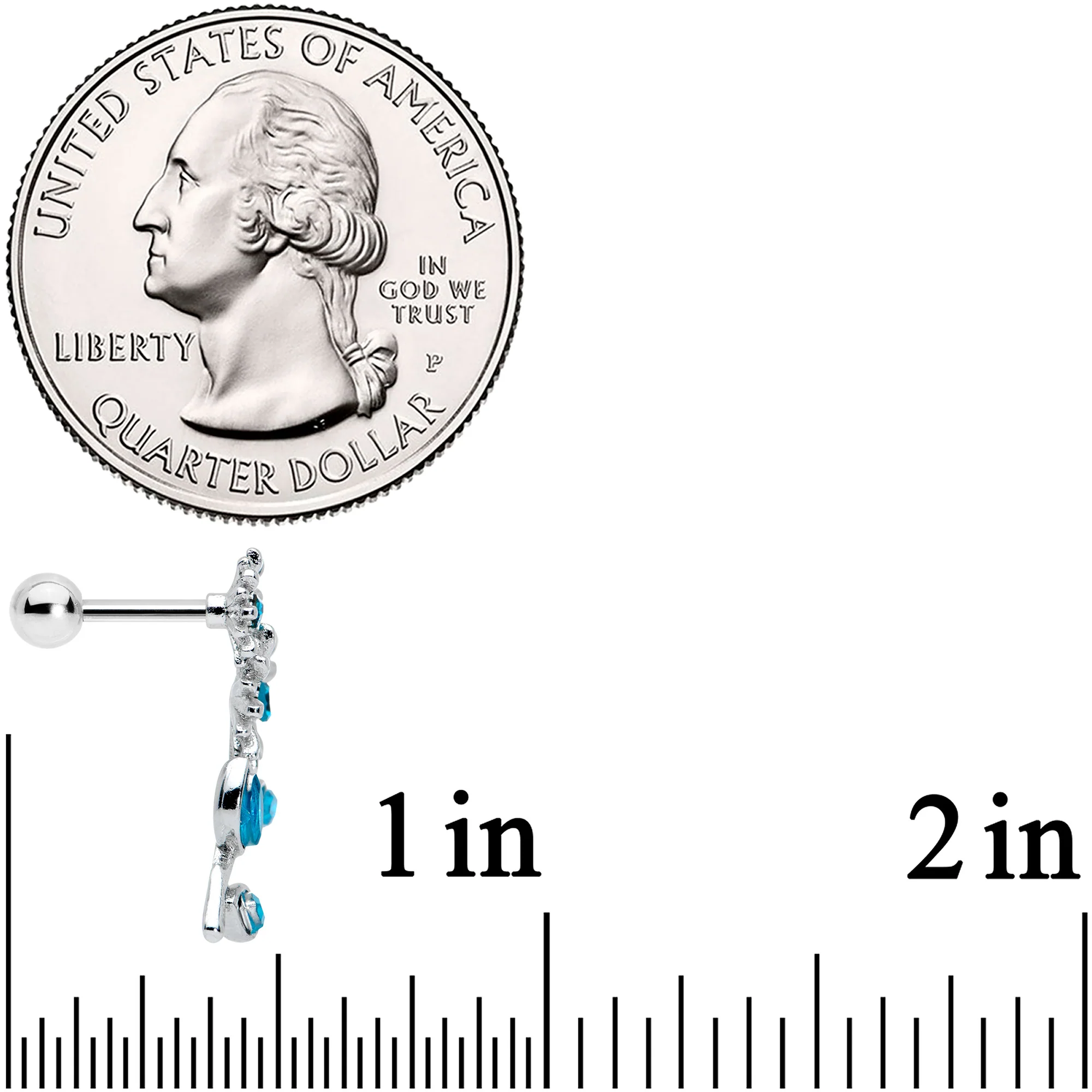 16G 1/4 Blue Gem Sunflower Blossoms Cartilage Tragus Earring - Image 4