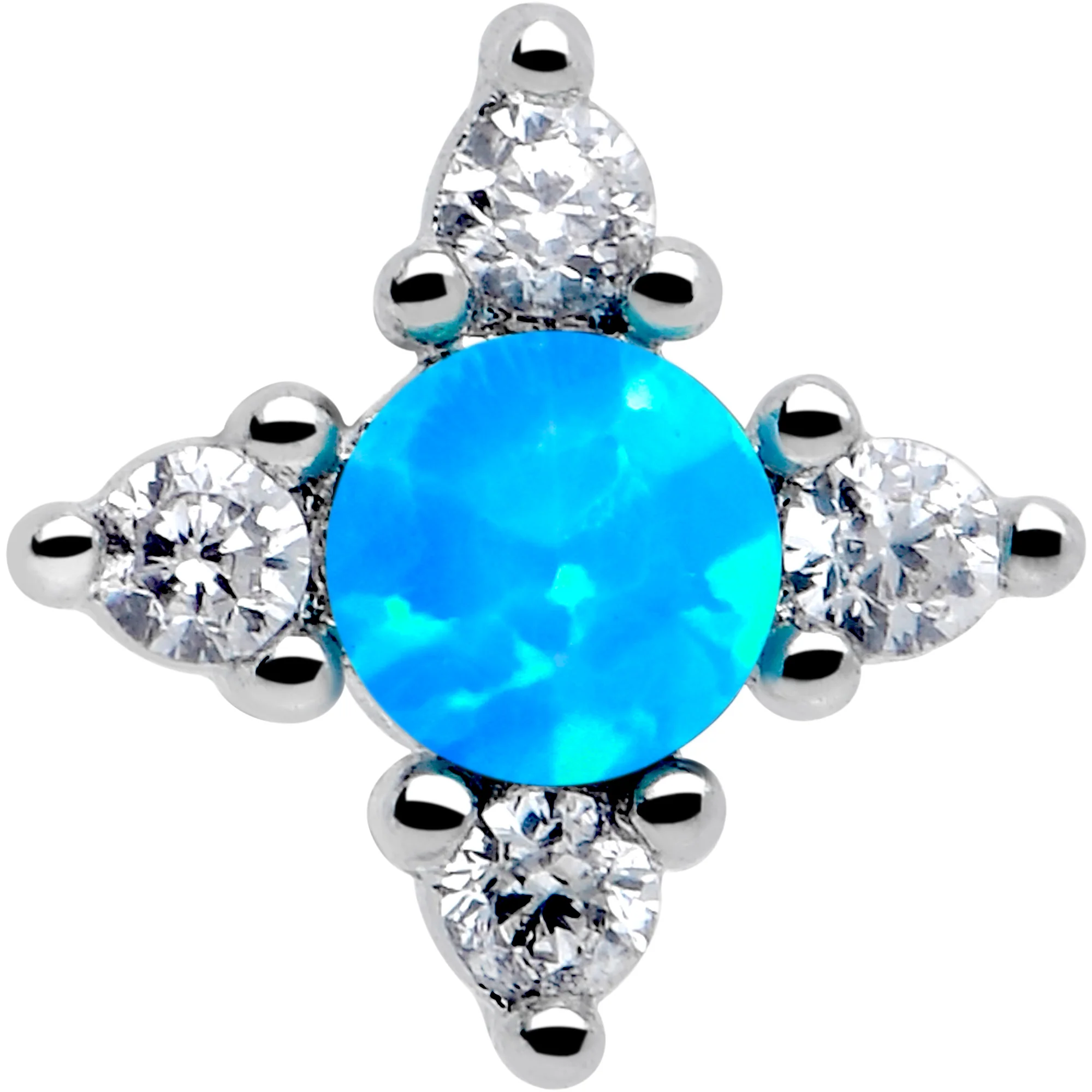 16G 1/4 Blue Synthetic Opal Rhombus Star Flatback Stud - Image 3