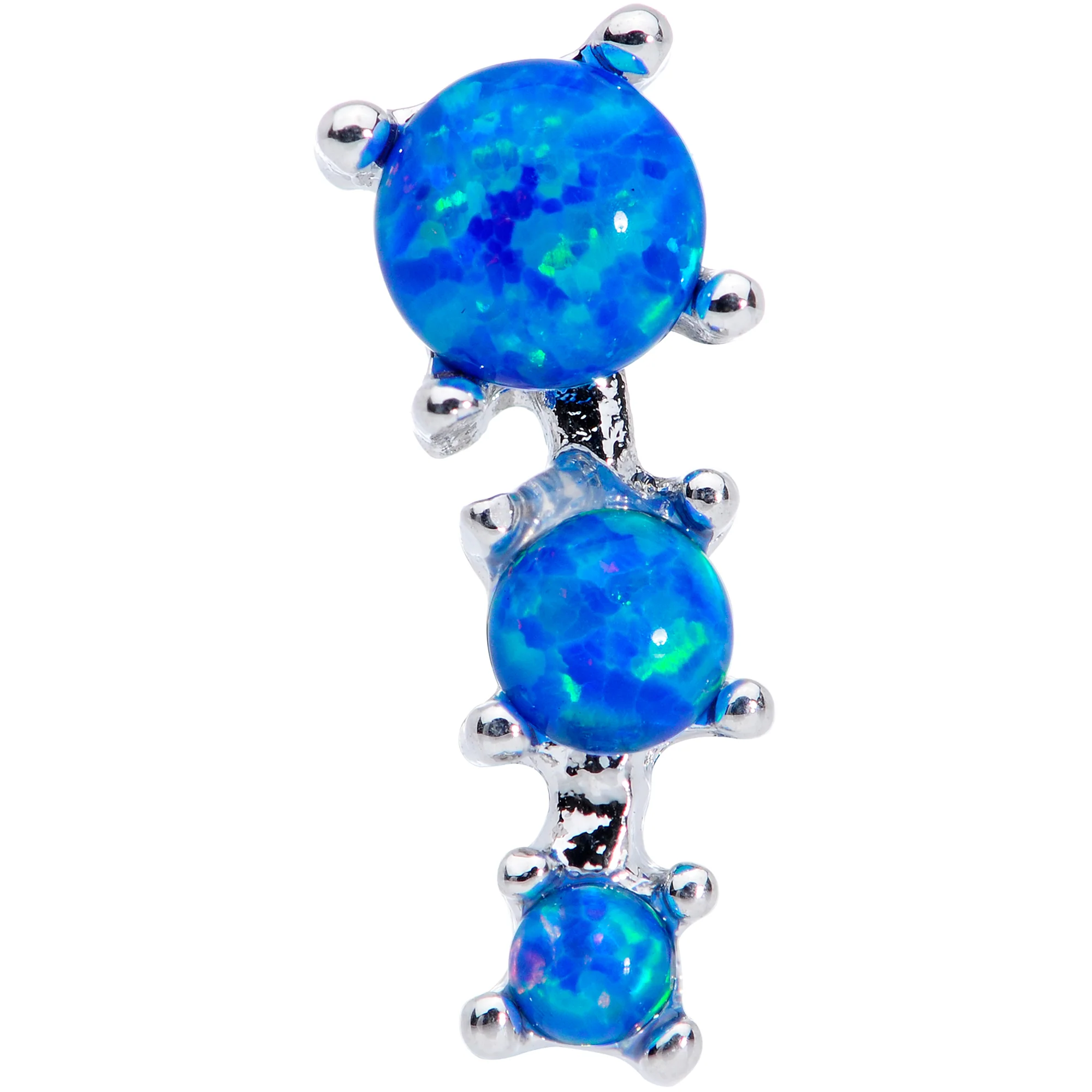 16G 1/4 Blue Synthetic Opal Triad Cartilage Tragus - Image 2