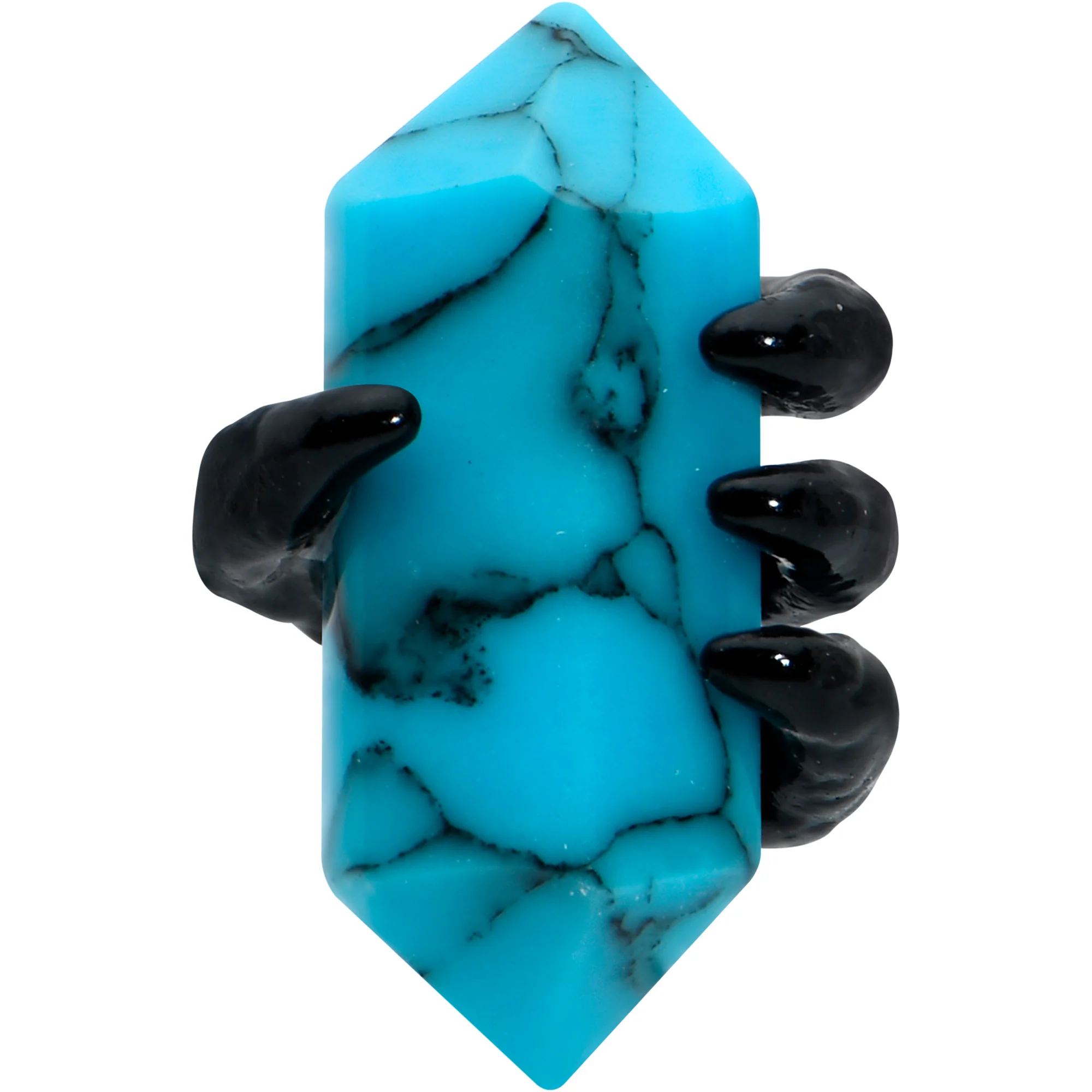16G 1/4 Blue Turquoise Black Claw Obelisk Cartilage Earring - Image 2
