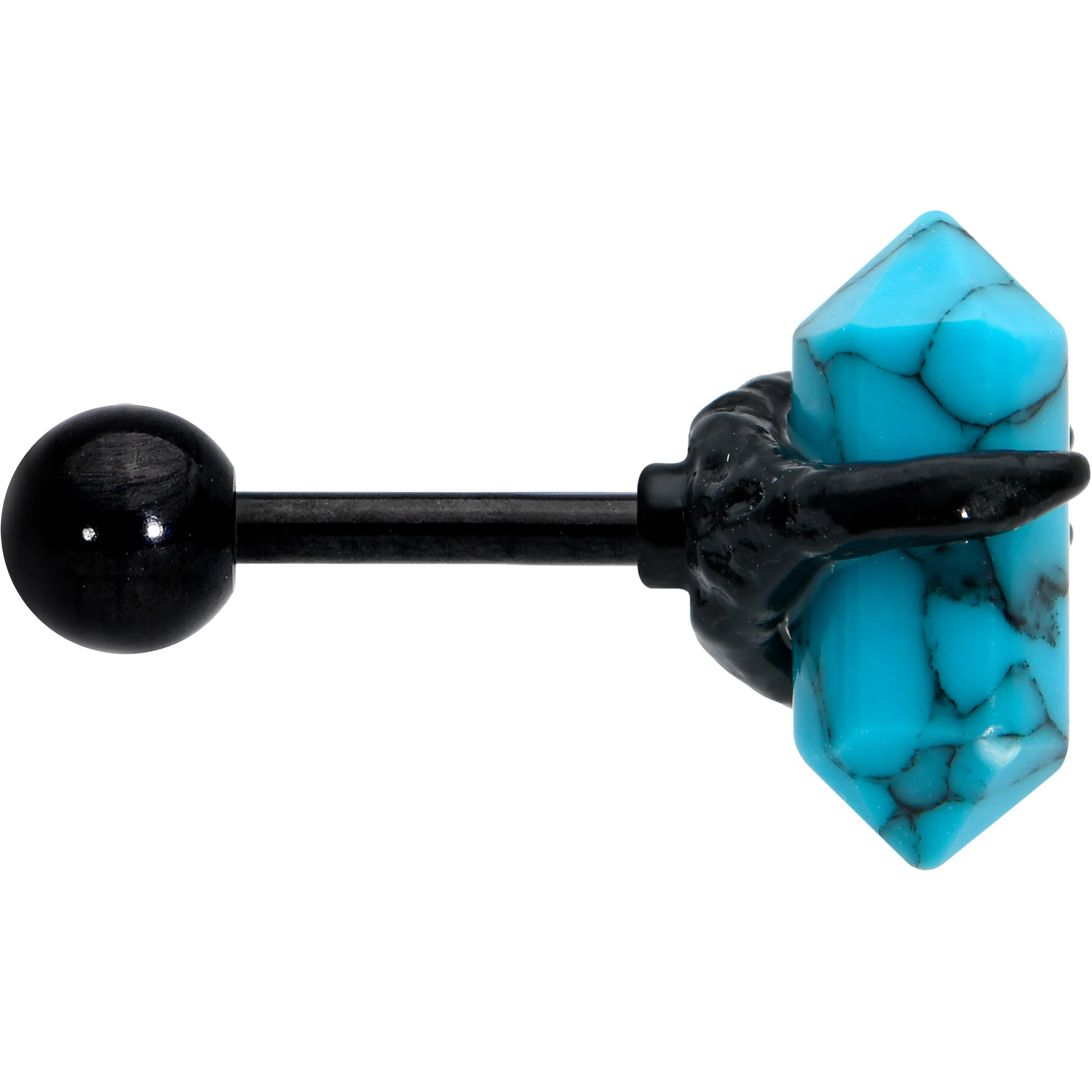 16G 1/4 Blue Turquoise Black Claw Obelisk Cartilage Earring - Image 3