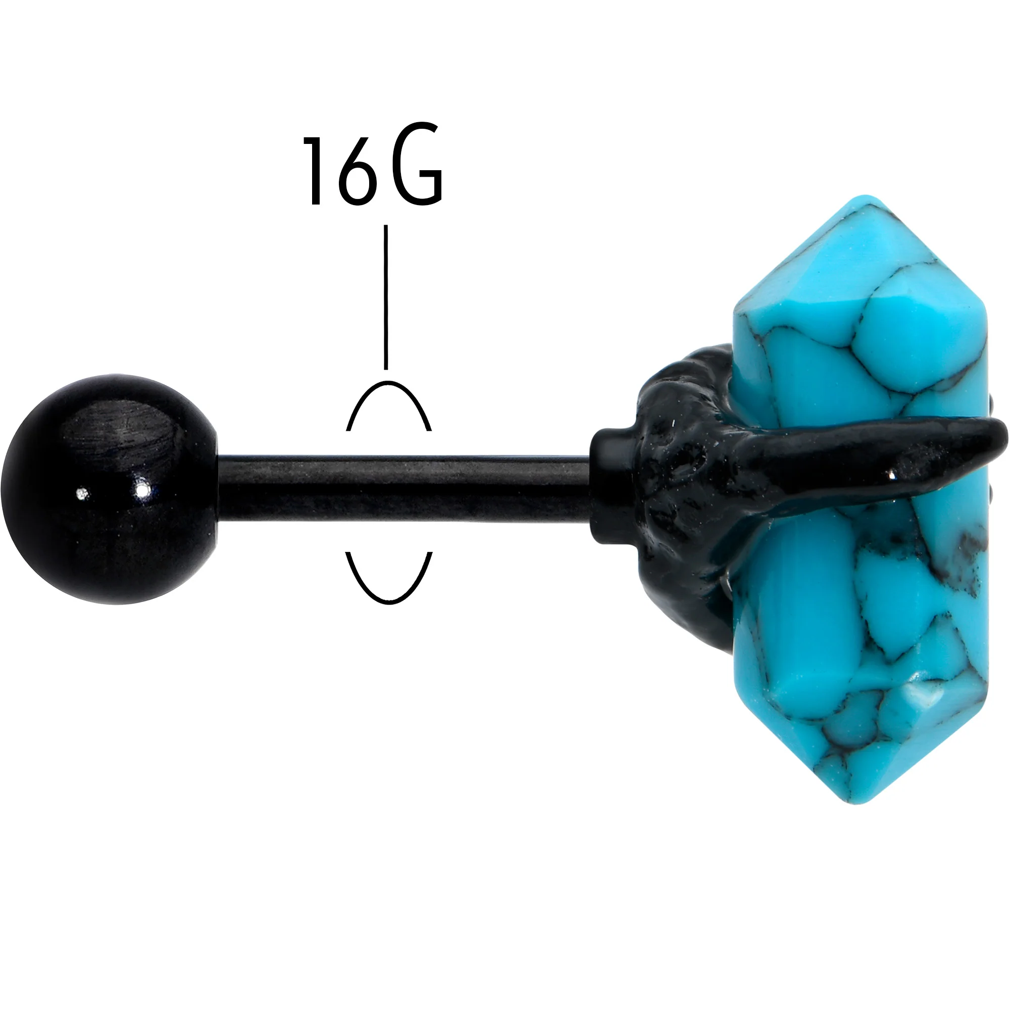 16G 1/4 Blue Turquoise Black Claw Obelisk Cartilage Earring - Image 5