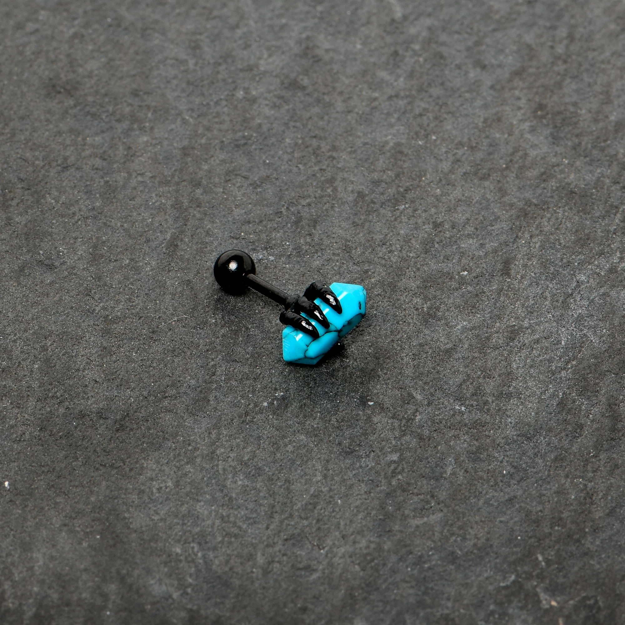 16G 1/4 Blue Turquoise Black Claw Obelisk Cartilage Earring - Image 6