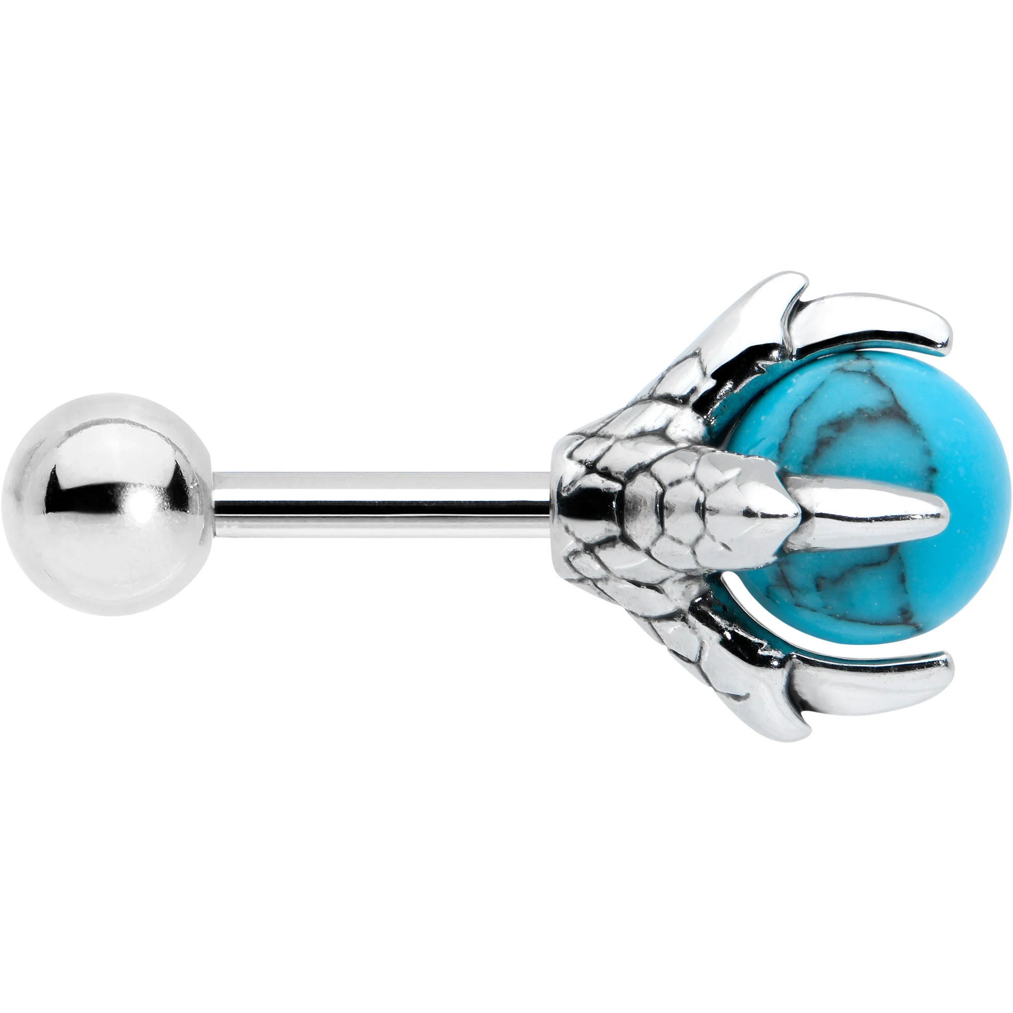 16G 1/4 Blue Turquoise Claw Hand Cartilage Tragus Earring - Image 3