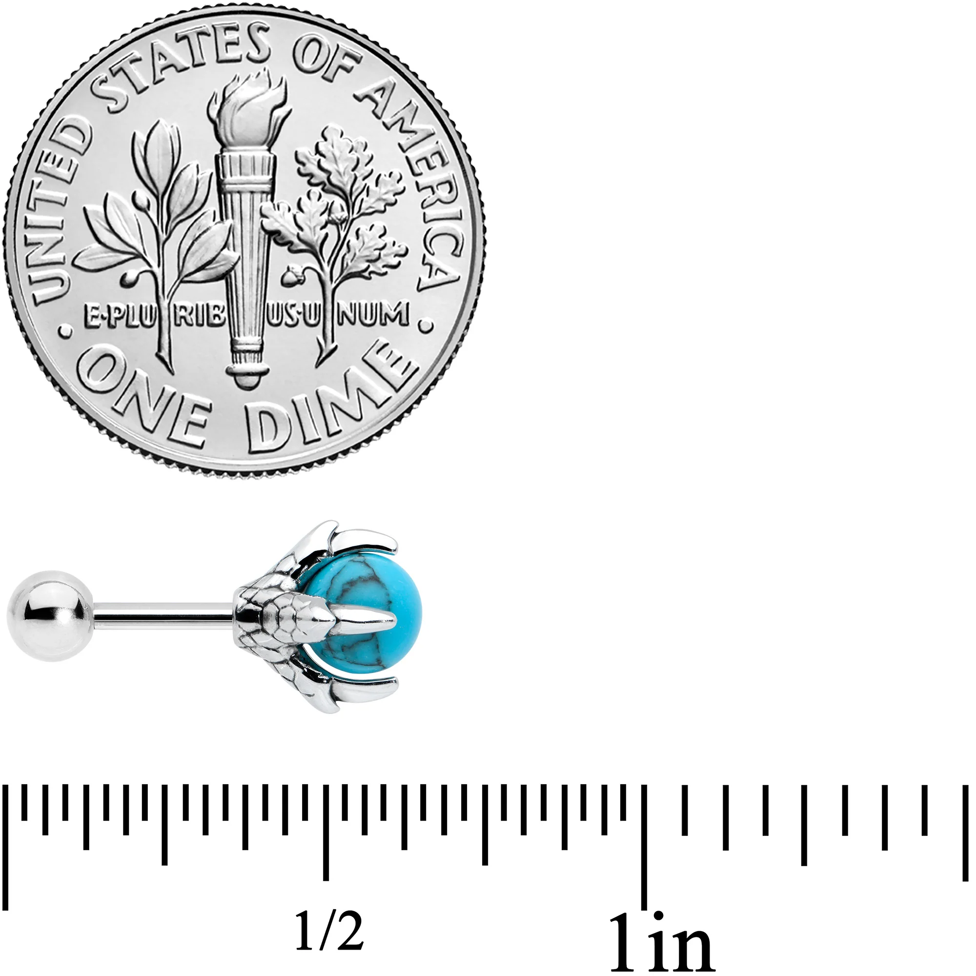16G 1/4 Blue Turquoise Claw Hand Cartilage Tragus Earring - Image 4