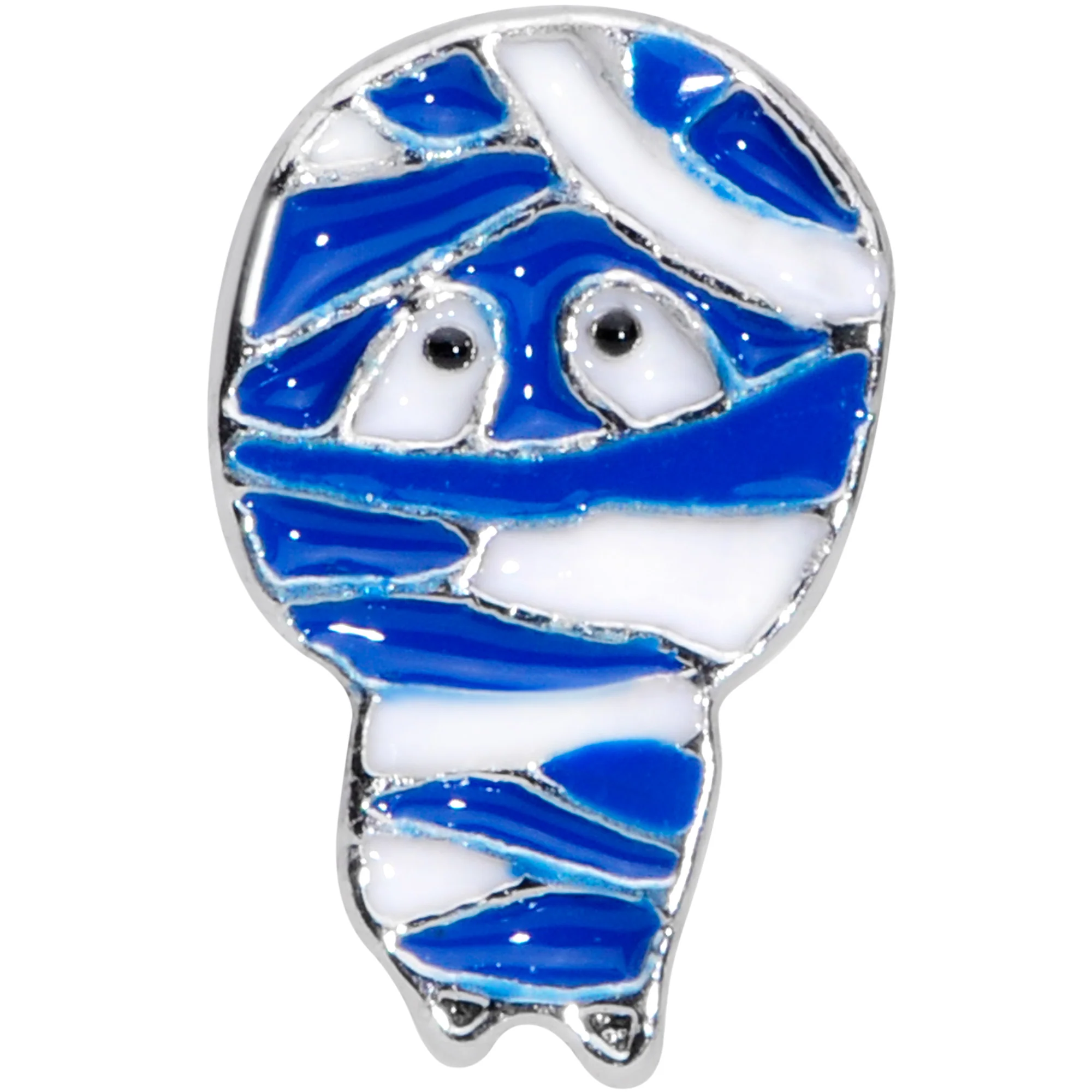 16G 1/4 Blue White Mummy Halloween Cartilage Tragus Earring - Image 2