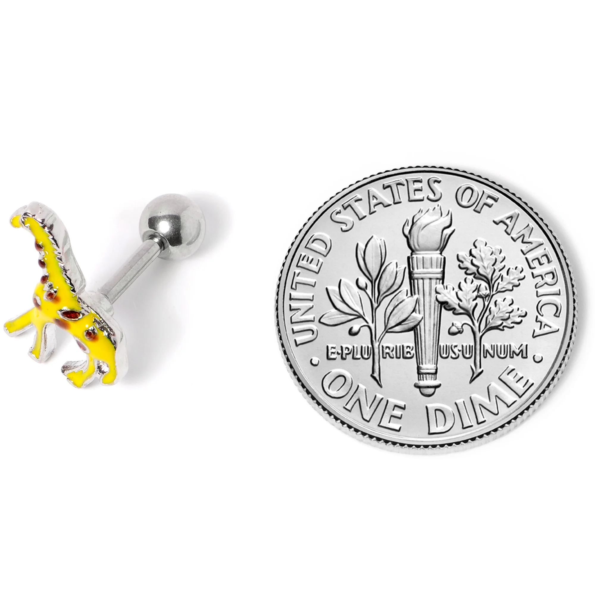 16G 1/4 Brown Yellow Giraffe Cartilage Tragus Earring - Image 6
