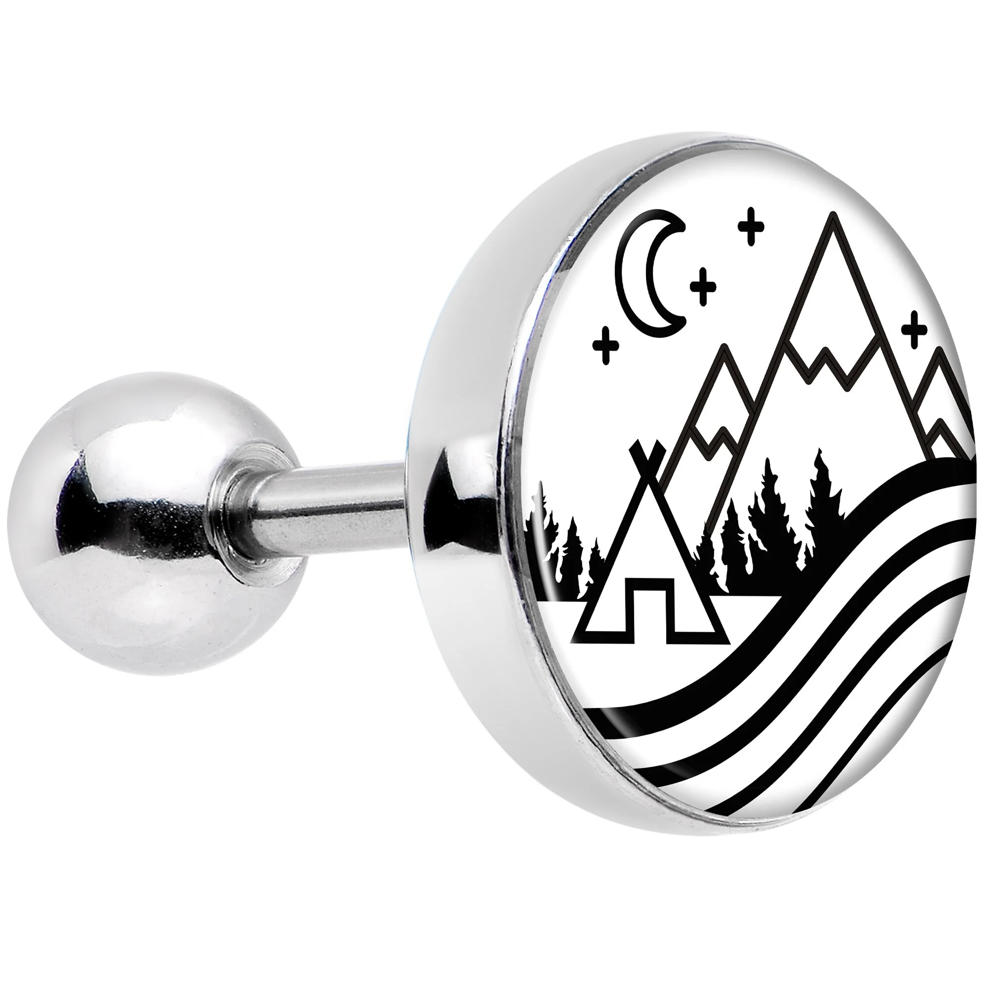 16G 1/4 Camping in the Mountains Tragus Cartilage Earring