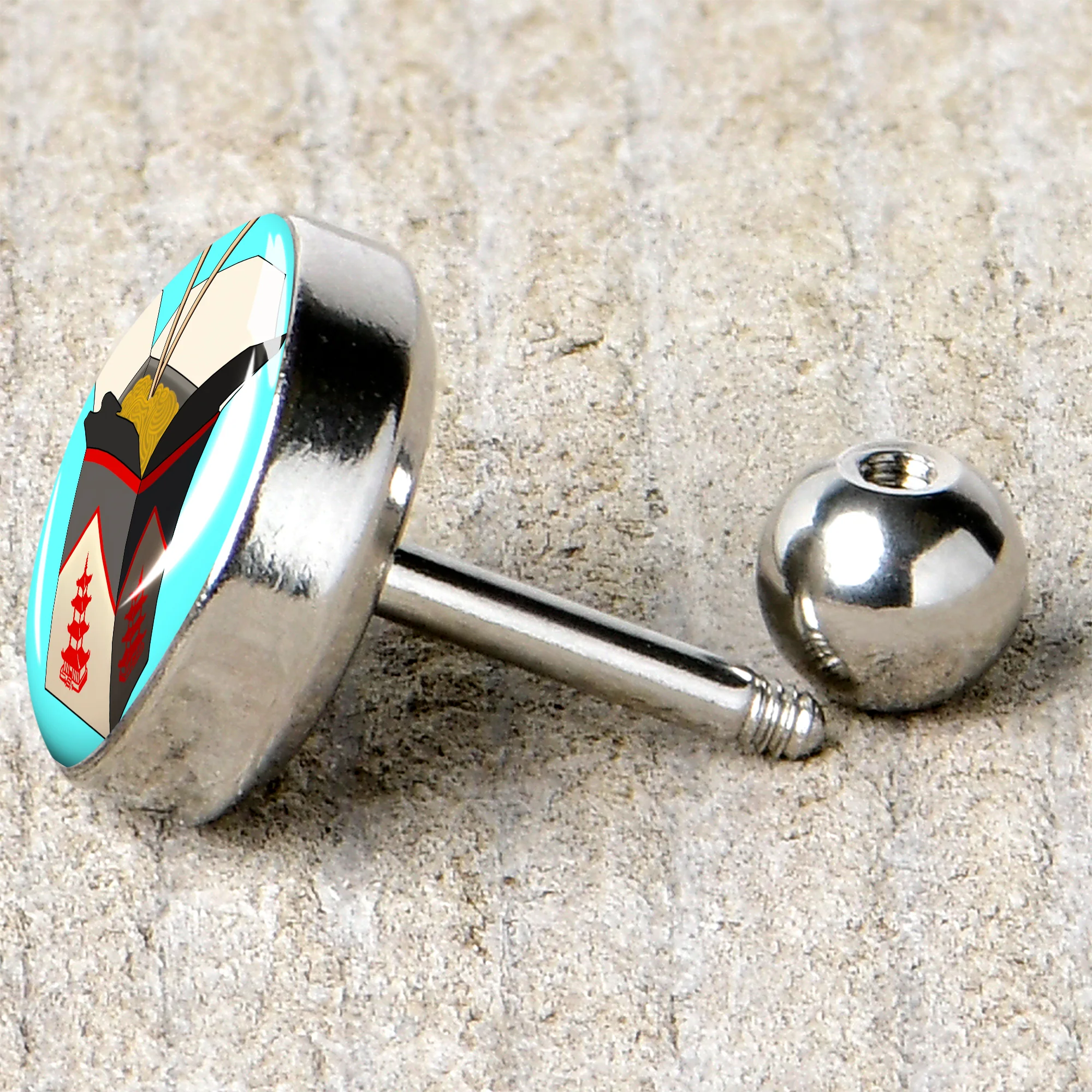 16G 1/4 Chinese Take Out Cartilage Tragus Earring by Onyx O - Image 5
