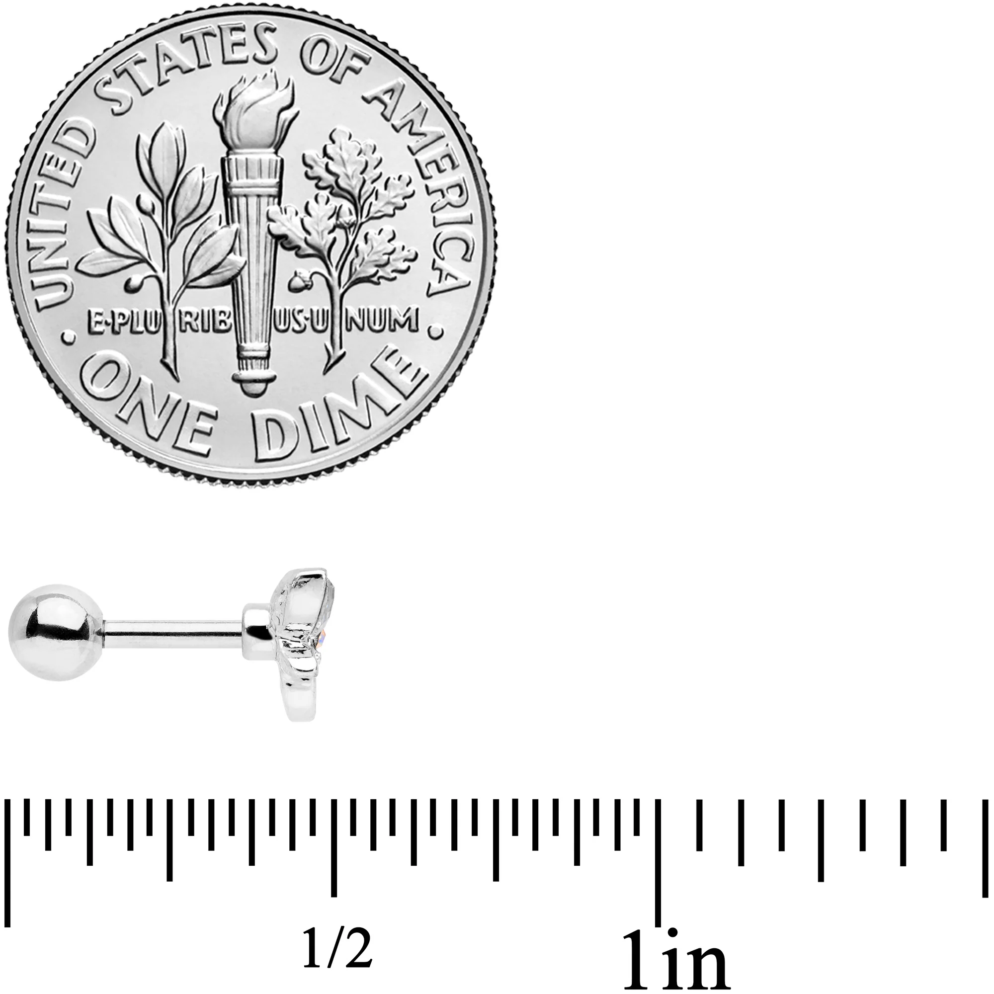 16G 1/4 Clear Aurora Gem Loop Butterfly Cartilage Tragus Earring - Image 4