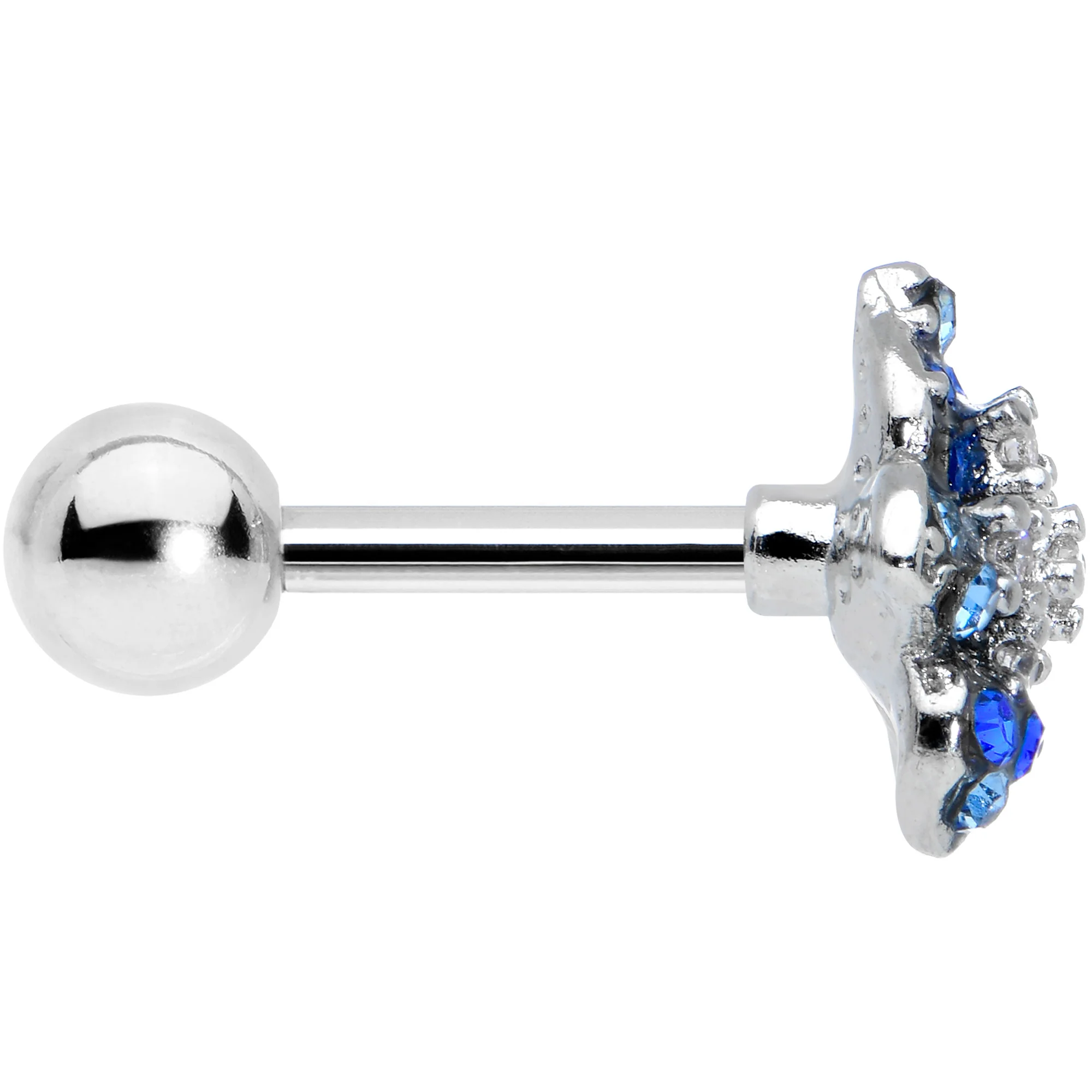 16G 1/4 Clear Blue Gem Evening Flower Cartilage Tragus Earring - Image 3
