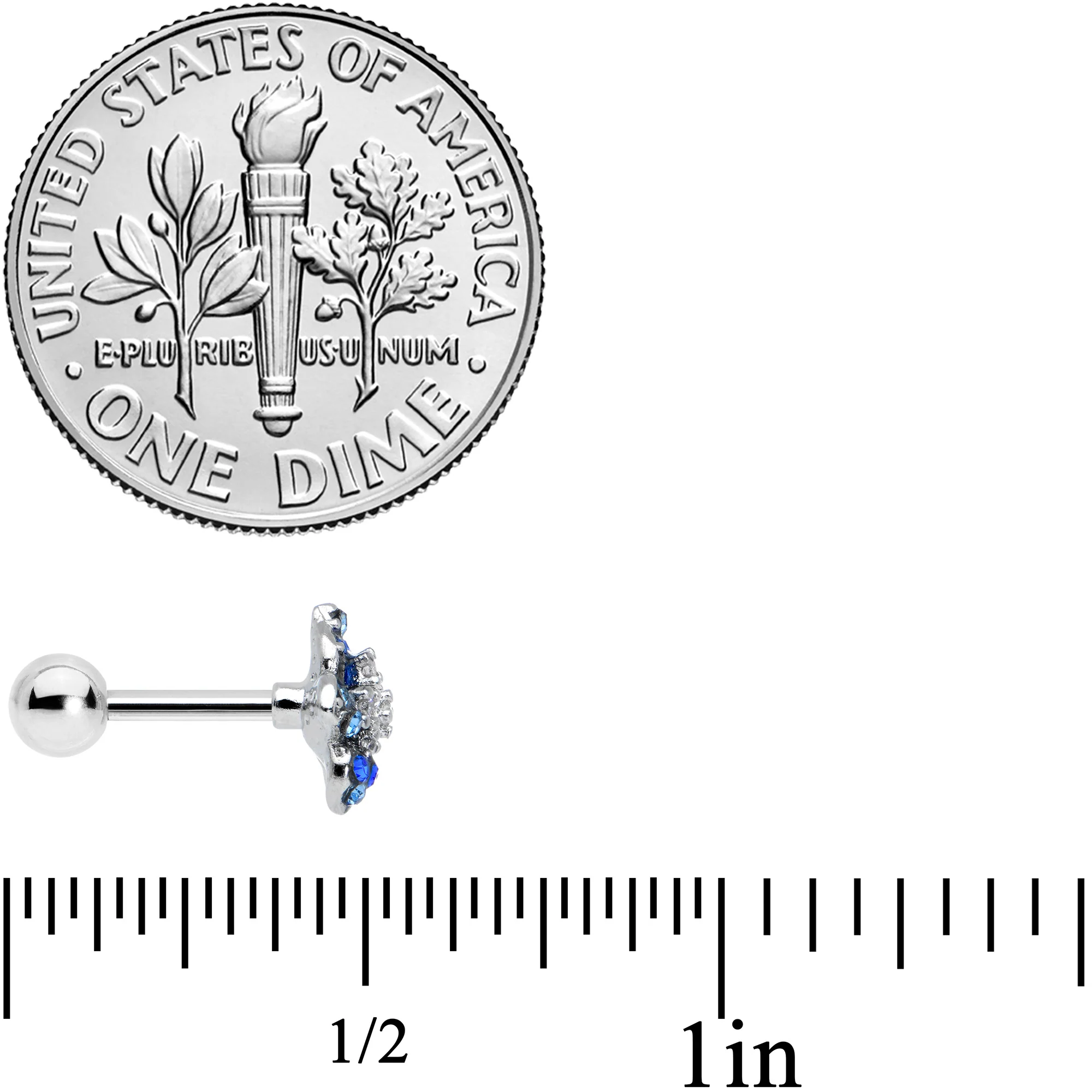 16G 1/4 Clear Blue Gem Evening Flower Cartilage Tragus Earring - Image 4