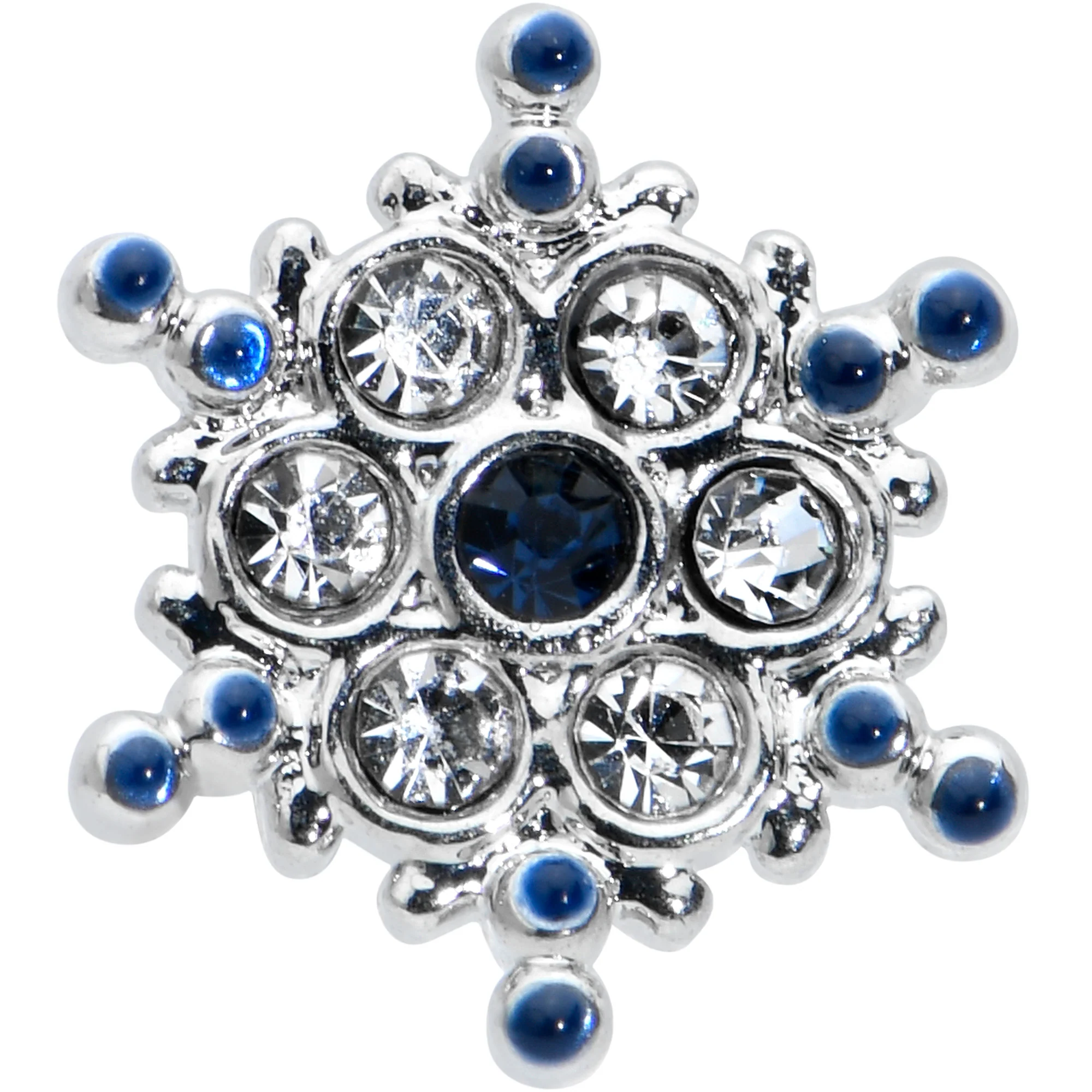 16G 1/4 Clear Blue Gem Festive Snowflake Cartilage Tragus Earring - Image 2