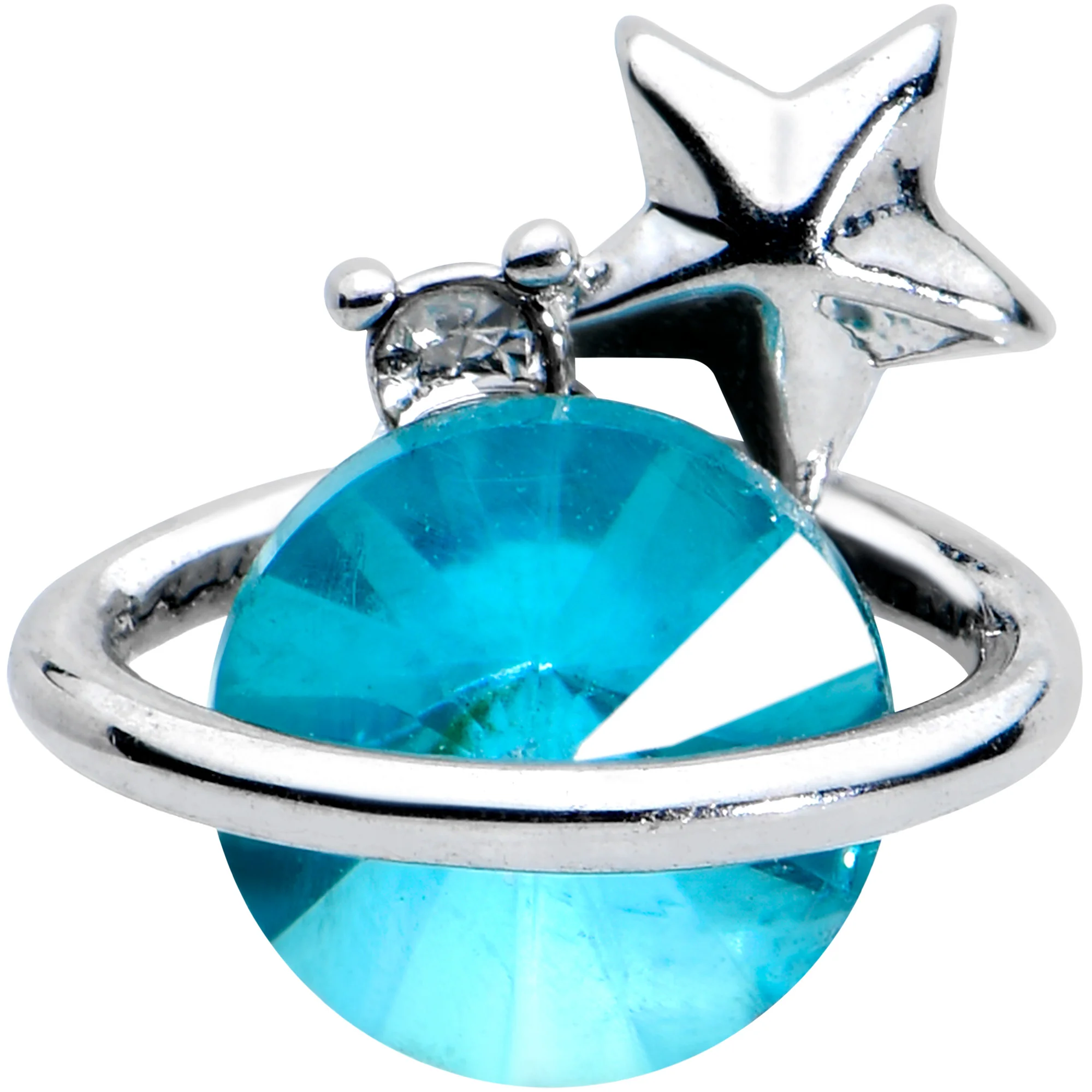 16G 1/4 Clear Blue Gem Saturn Star Cartilage Tragus Earring - Image 2
