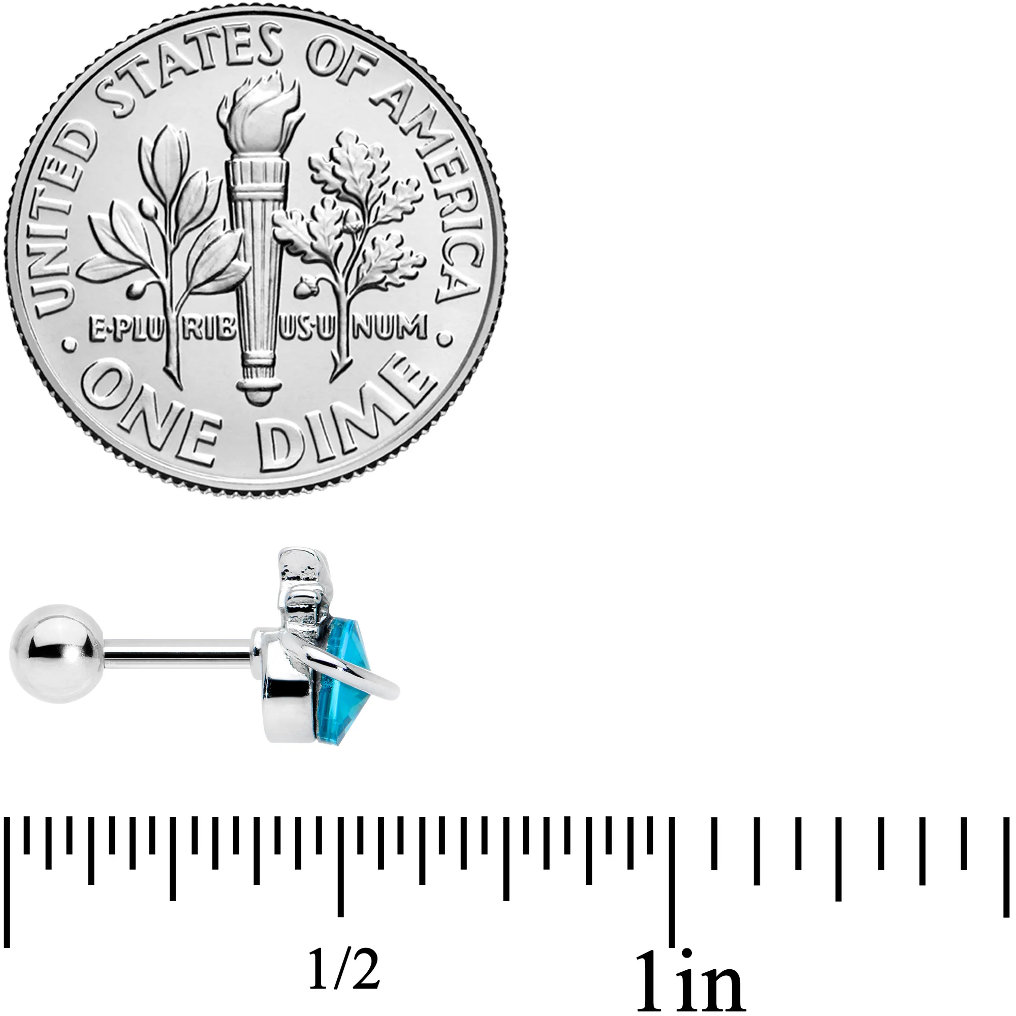 16G 1/4 Clear Blue Gem Saturn Star Cartilage Tragus Earring - Image 4