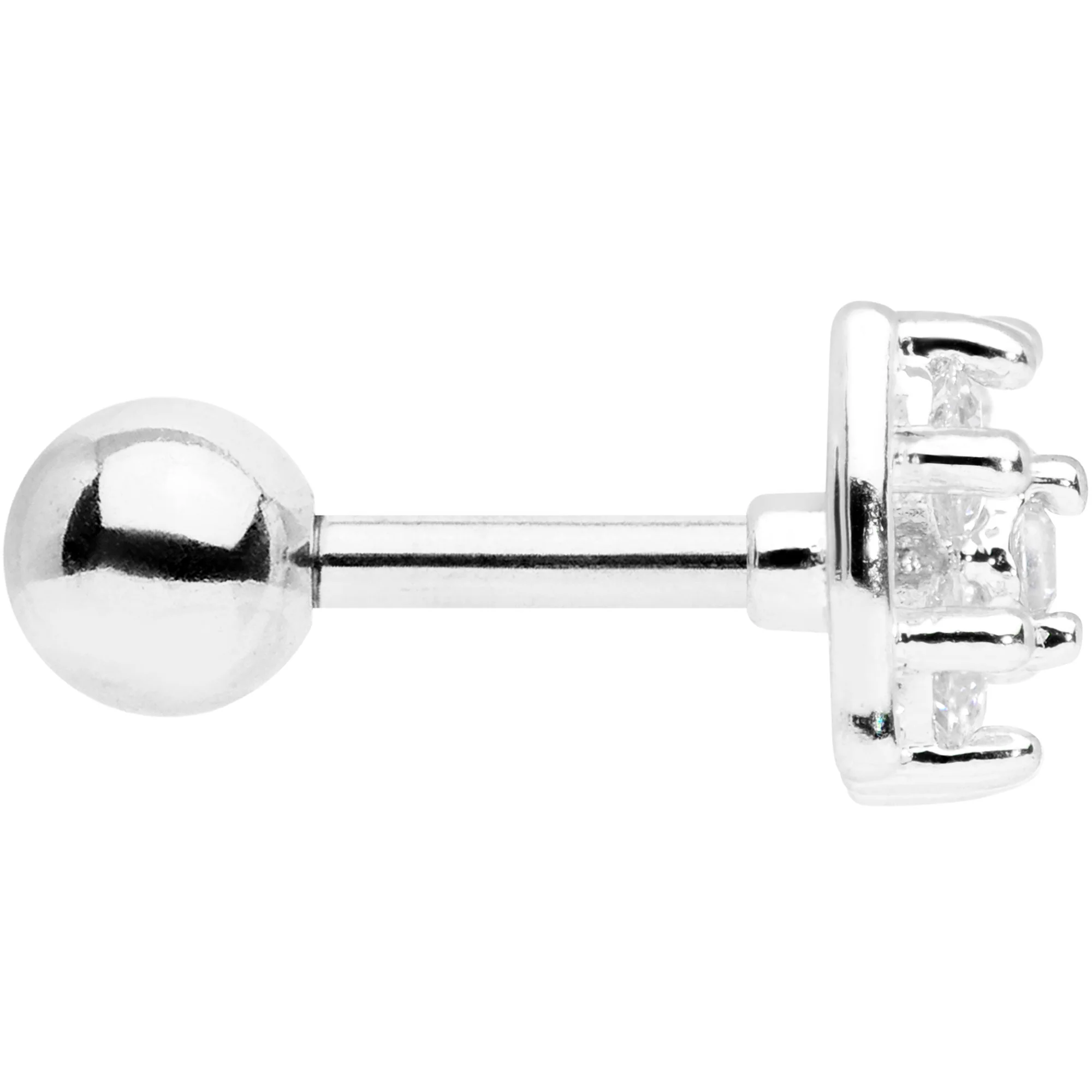 16G 1/4 Clear CZ Gem Beauty Bow Cartilage Tragus Earring - Image 3