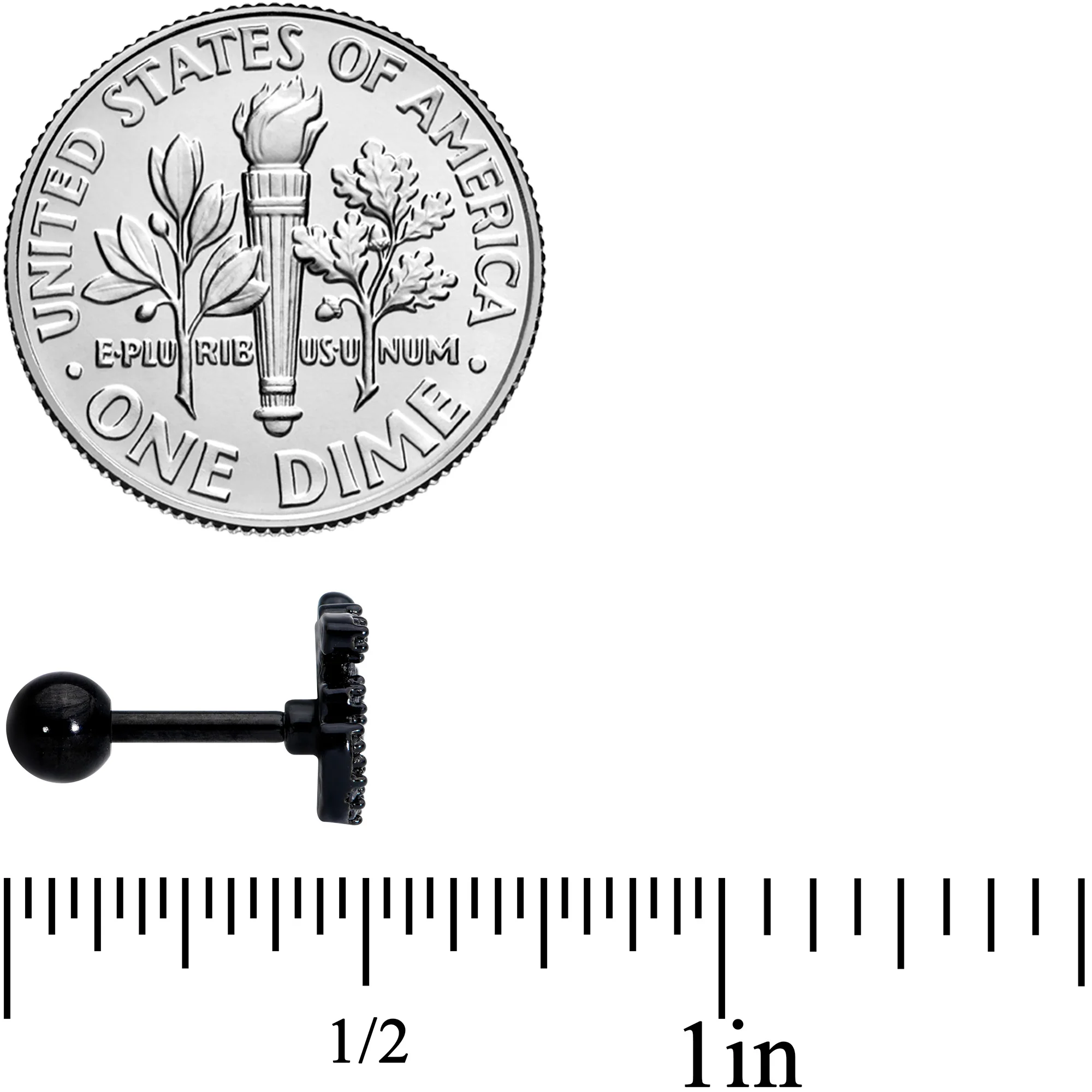 16G 1/4 Clear CZ Gem Black PVD Amazing Om Cartilage Tragus - Image 4