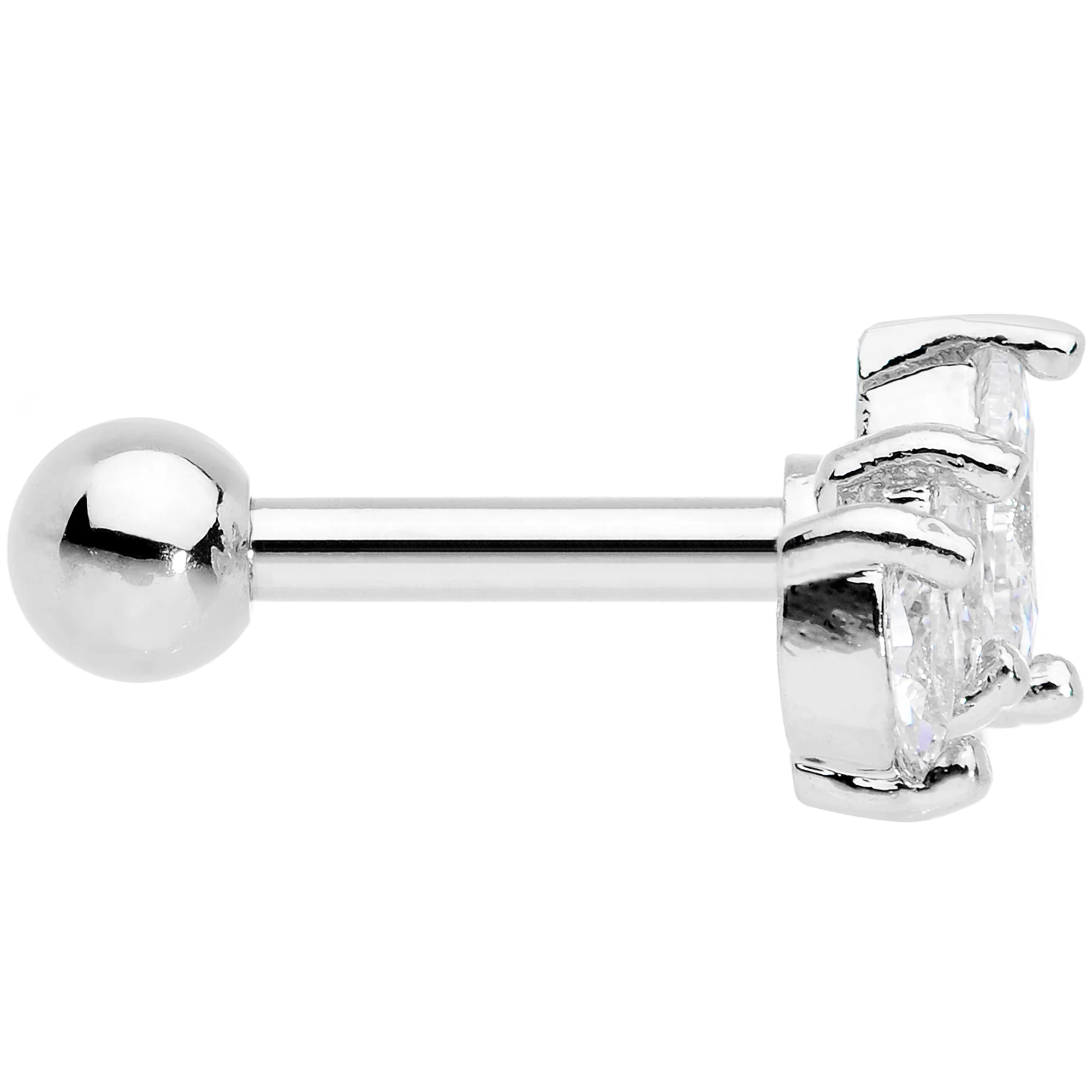 16G 1/4 Clear CZ Gem Crown Cartilage Tragus Earring - Image 3