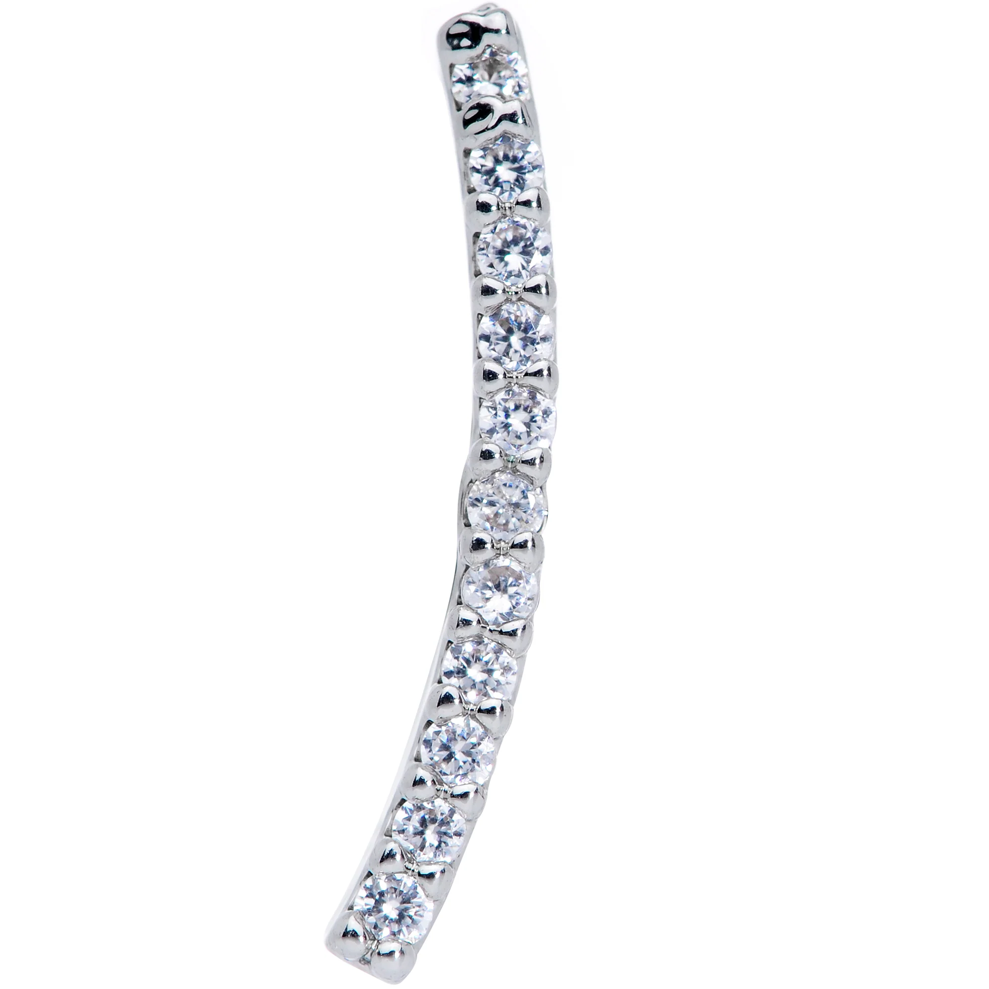 16G 1/4 Clear CZ Gem Curve Internal Thread Labret Monroe Tragus - Image 2